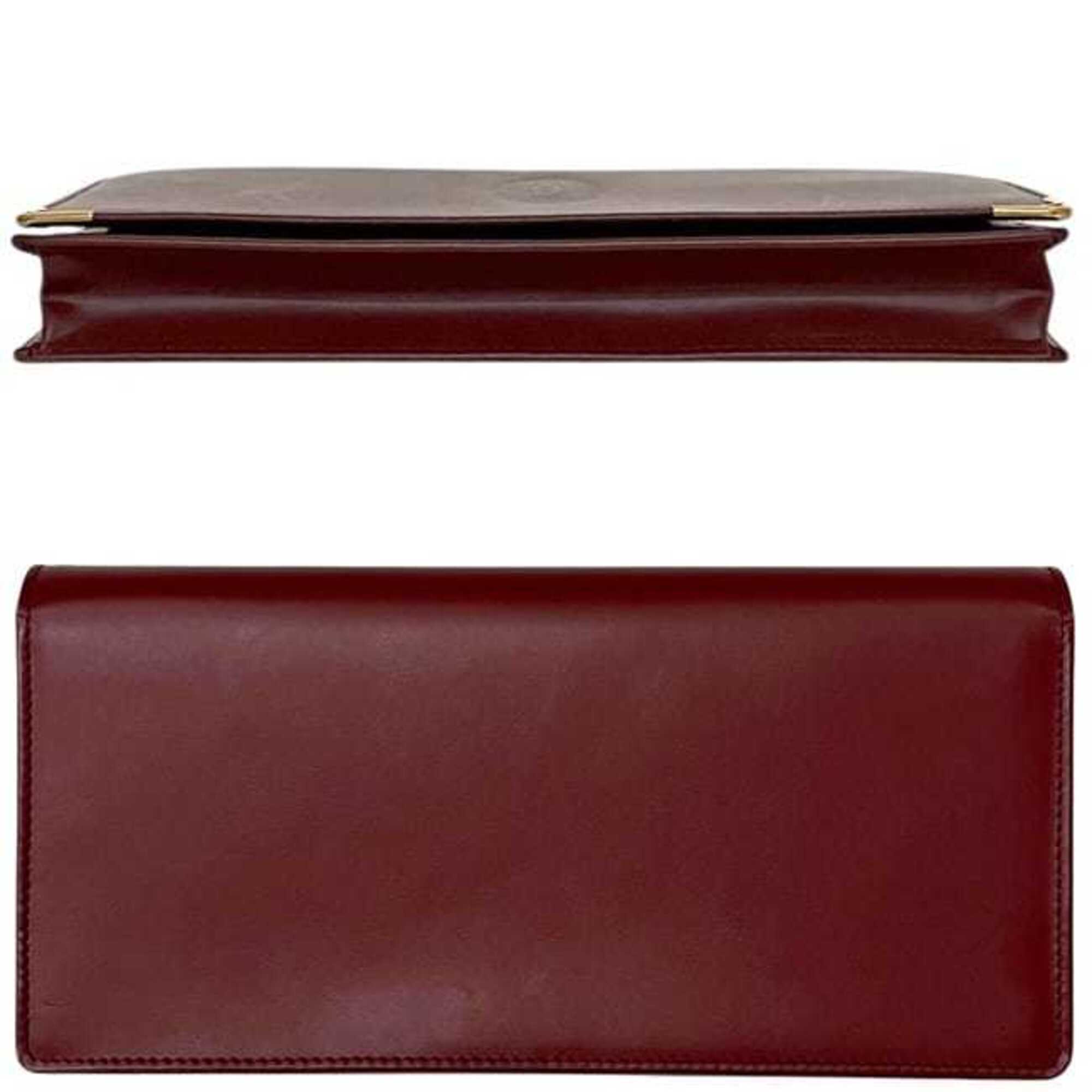 Cartier Must Bordeaux Leather Long Wallet (Bi-Fold) (Pre-Owned)