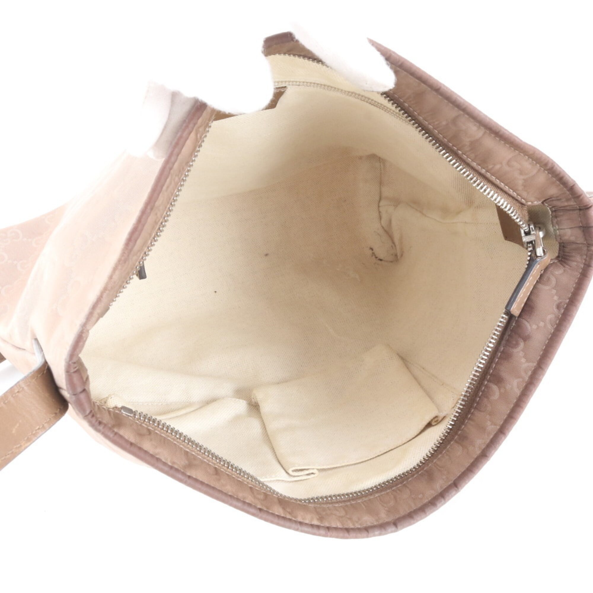 Gucci Beige Brown Nylon Leather Messenger Bag Shoulder Bag (Pre-Owned)