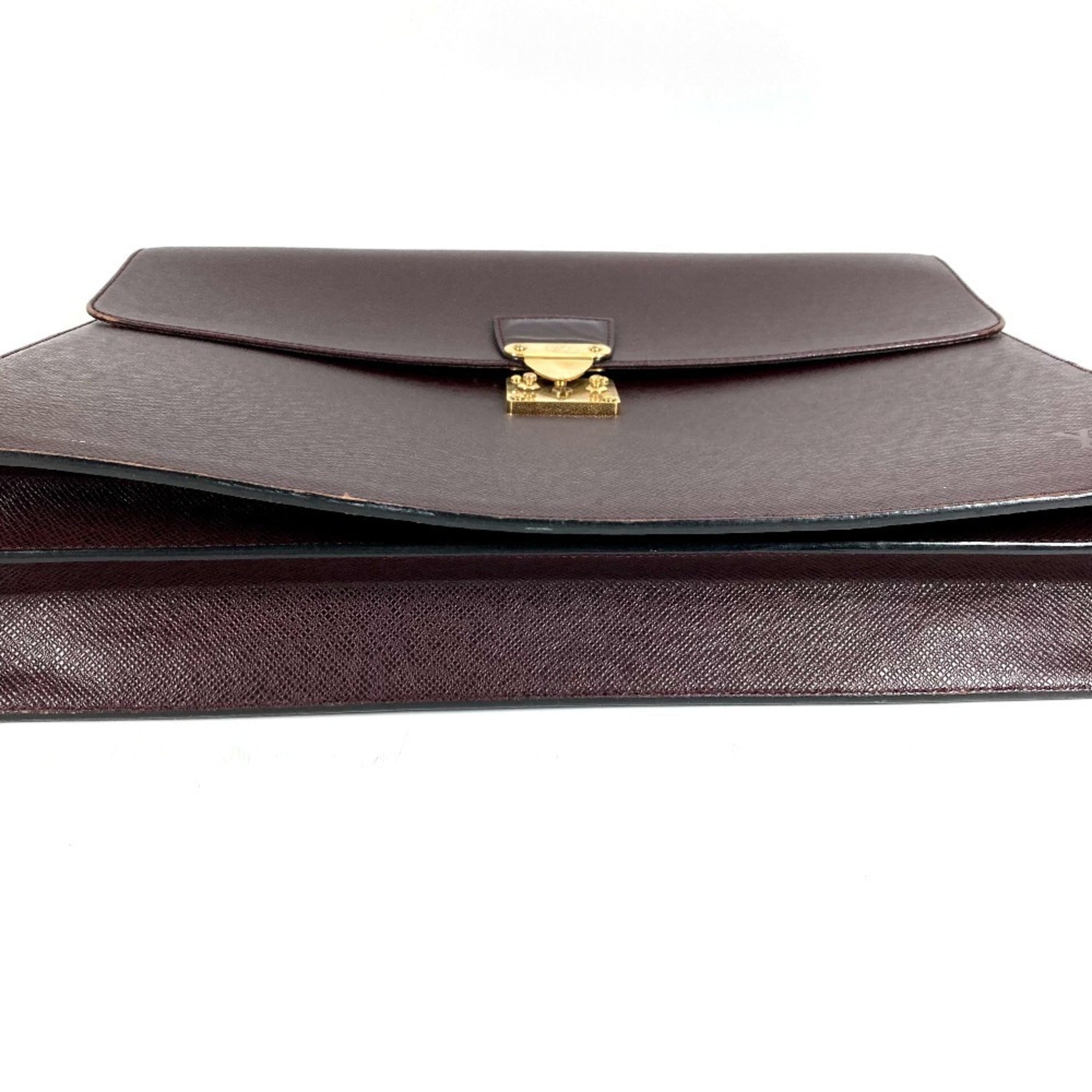 Louis Vuitton Acajou Purple Taiga Leather Briefcase Handbag (Pre-Owned)