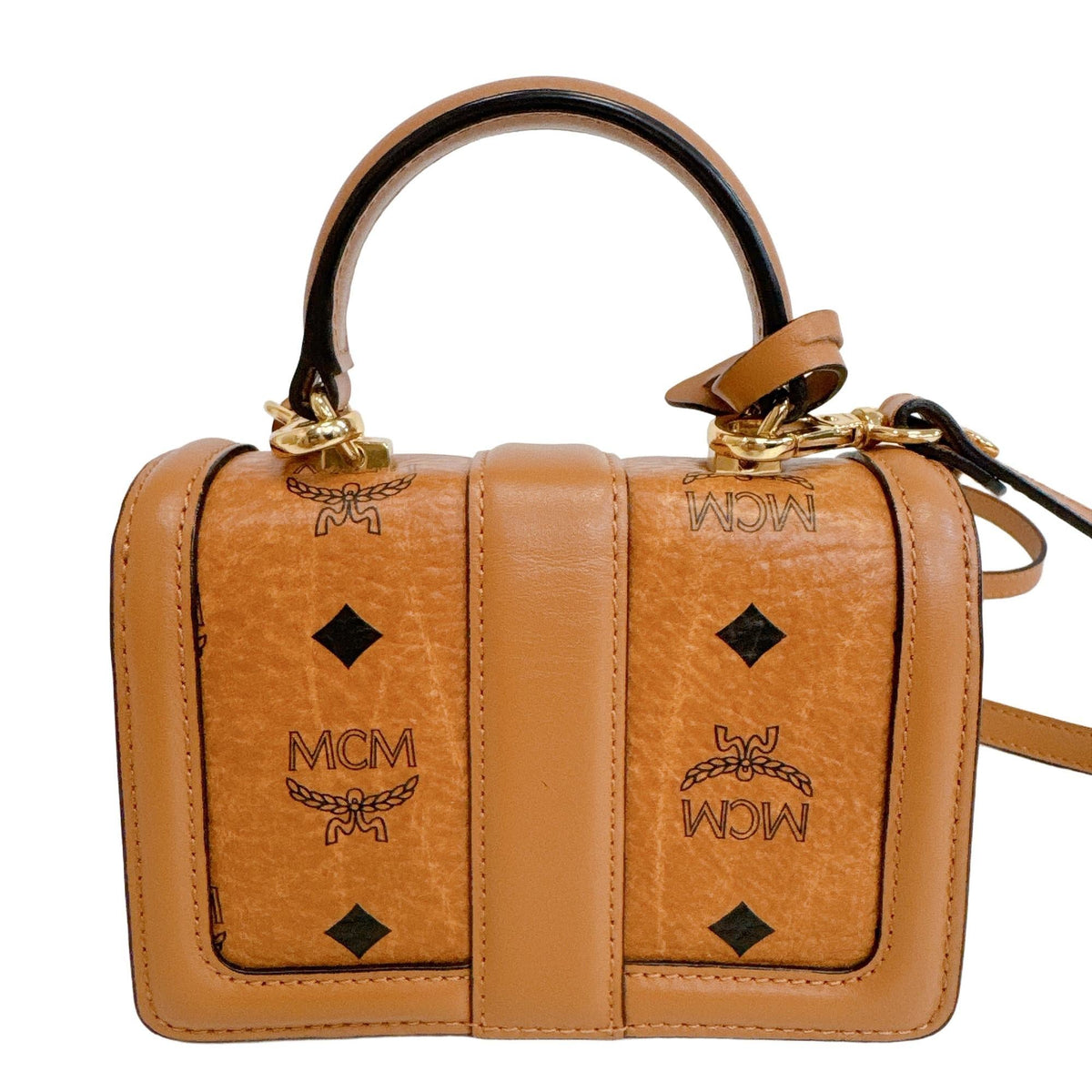 Mcm Brown Camel Leather Pvc Handbag Shoulder Bag (Pre-Owned)