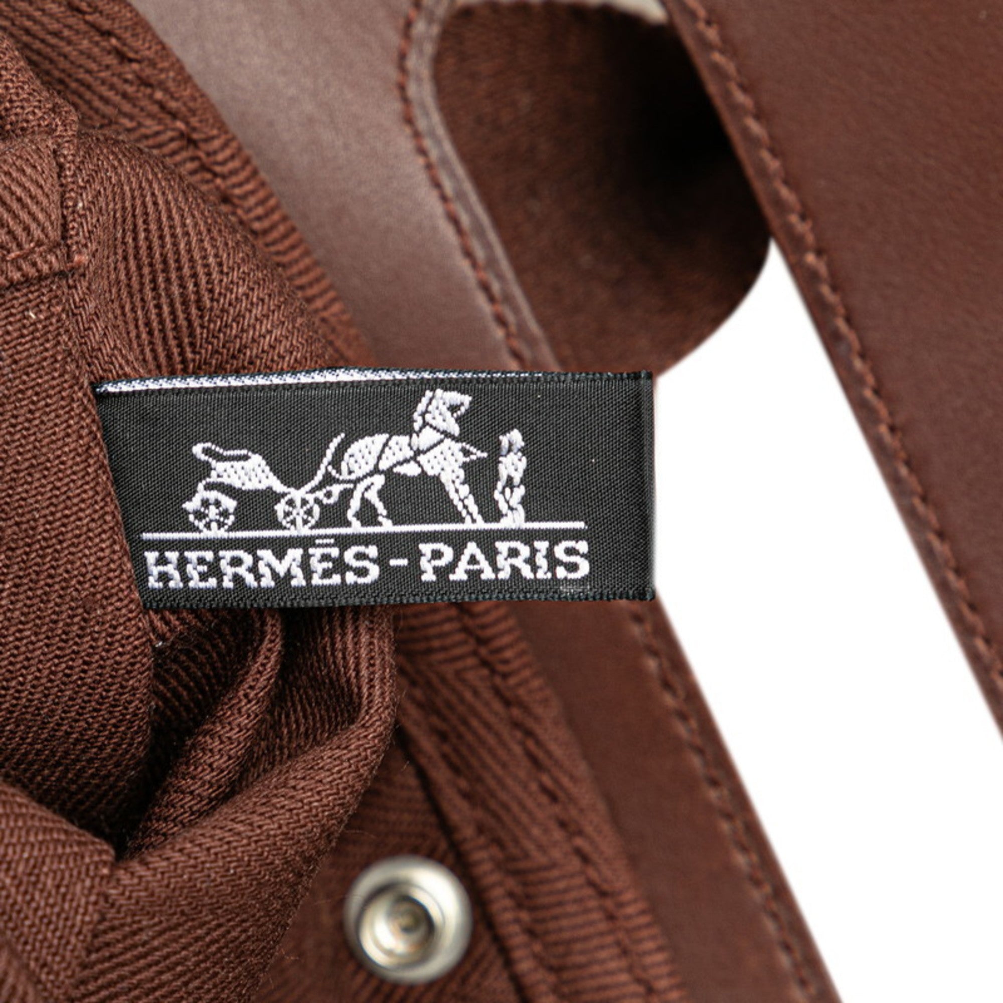 Hermes Brown Toile Chevron Leather Handbag (Pre-Owned)