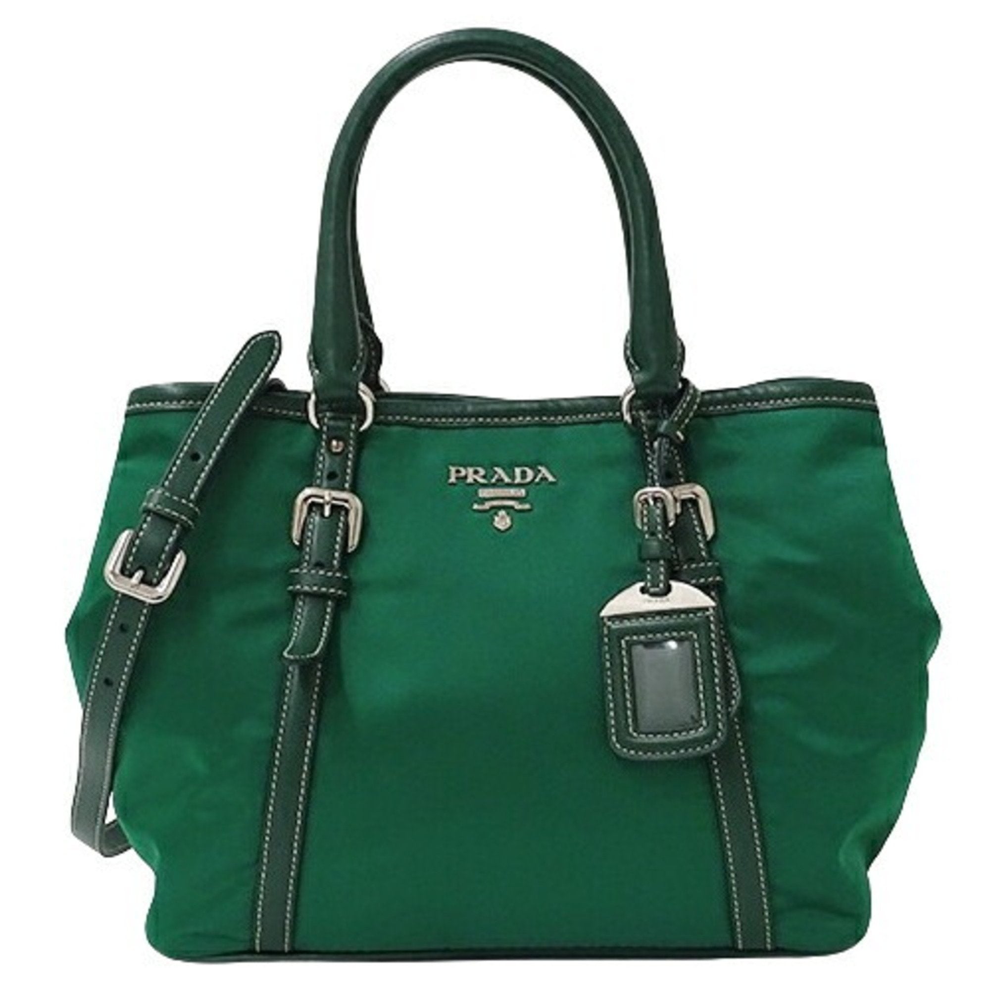 Prada Green Nylon Handbag Shoulder Bag (Pre-Owned)