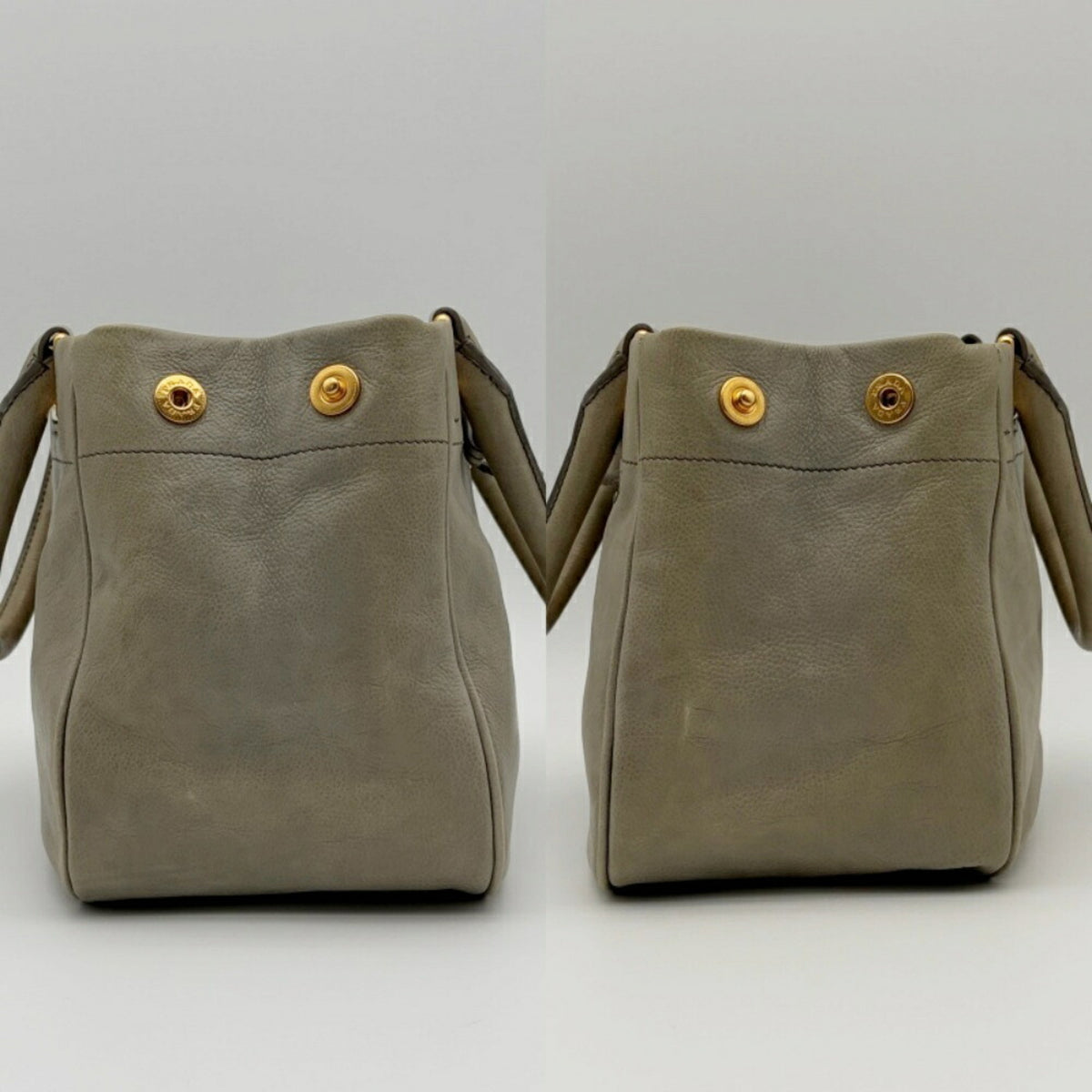 Prada Grayish Leather Handbag Shoulder Bag (Pre-Owned)