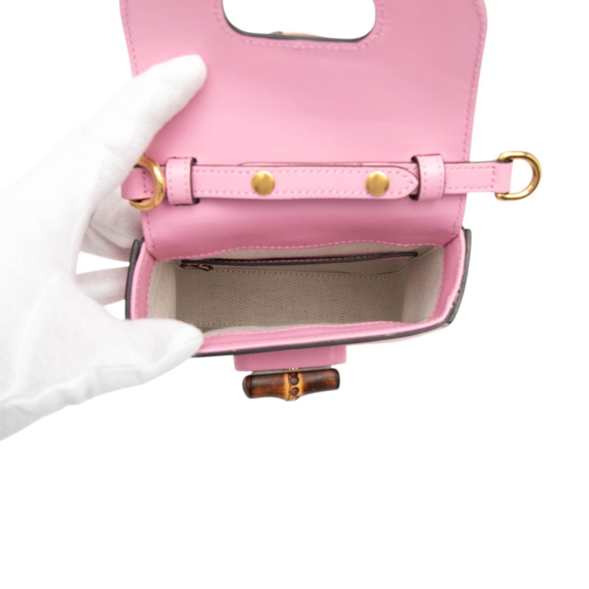 Gucci Pink Leather Handbag Shoulder Bag (Pre-Owned)