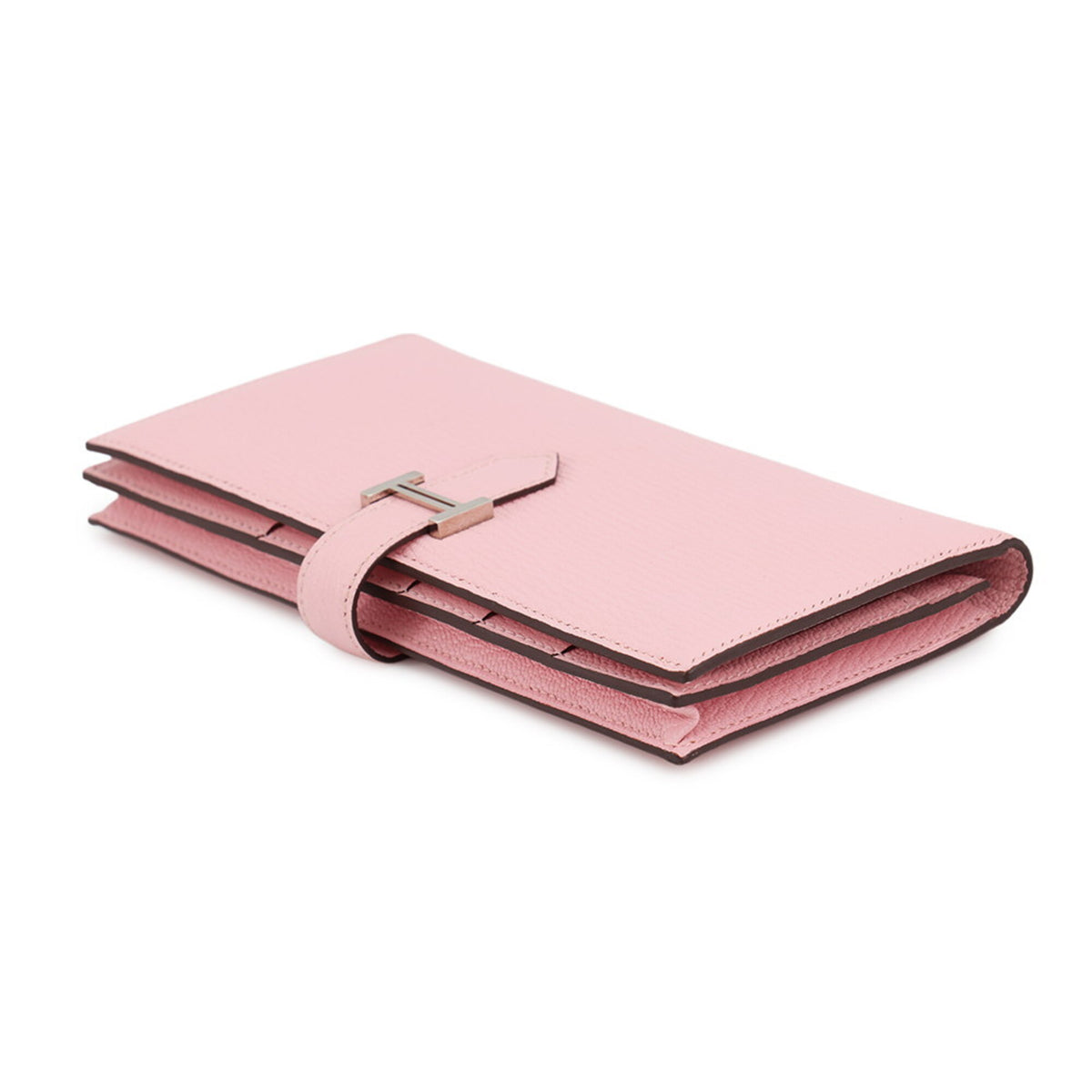 Hermes Rose Sakura Chevre Myzore Leather Long Wallet (Bi-Fold) (Pre-Owned)