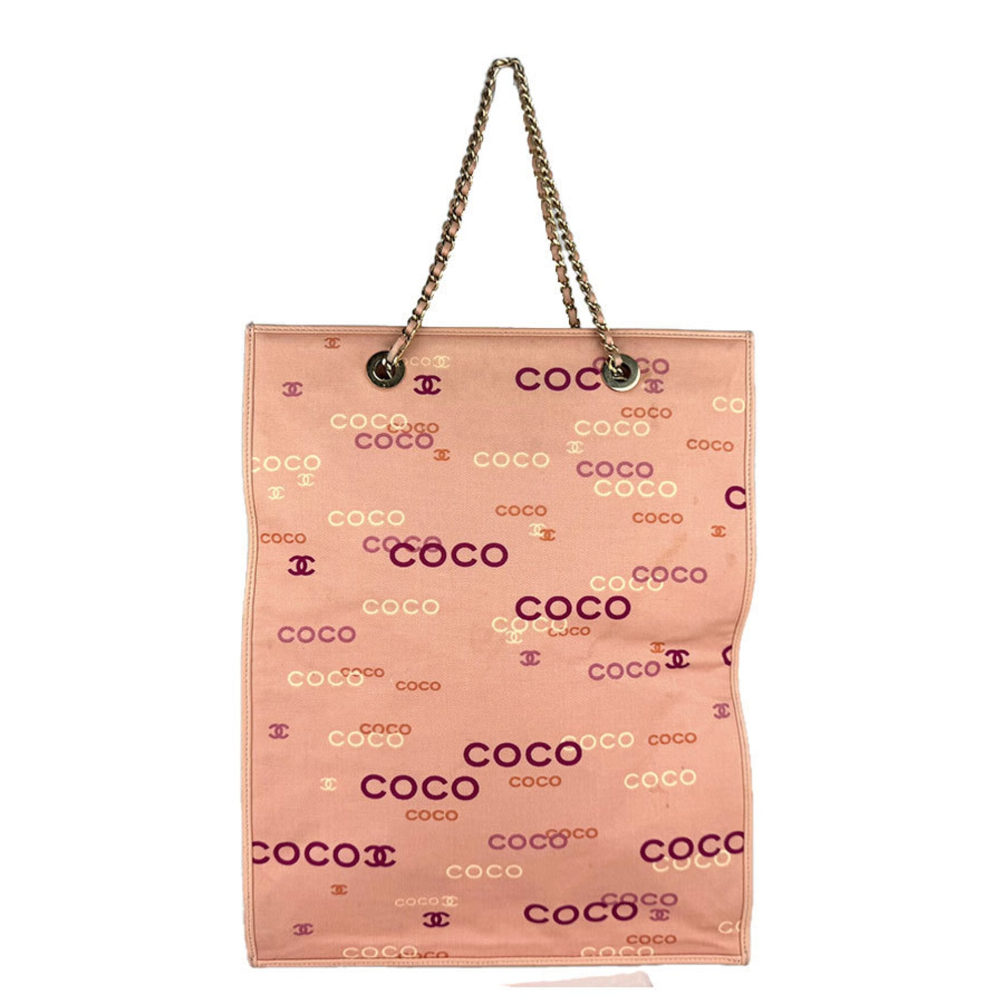 Chanel Pink Orange Canvas Handbag (Pre-Owned)