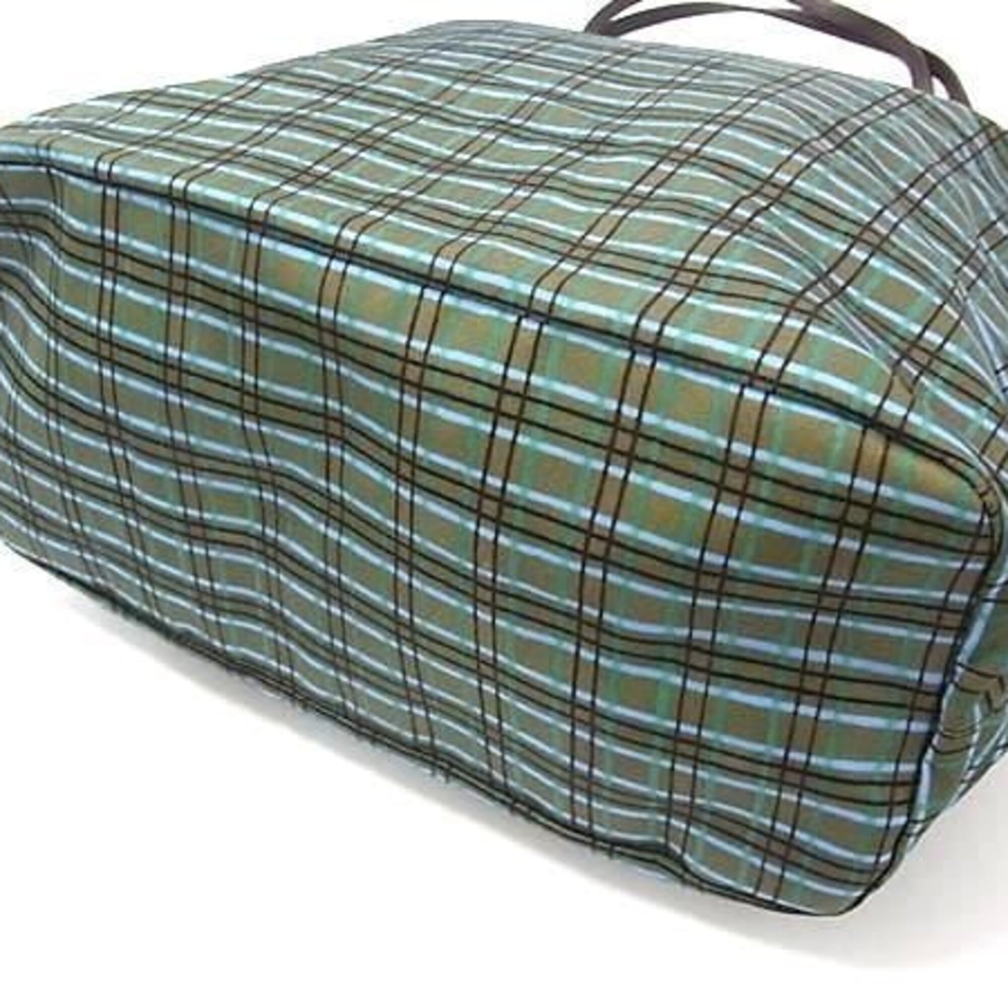 Prada Brown Green Nylon Shoulder Bag (Pre-Owned)