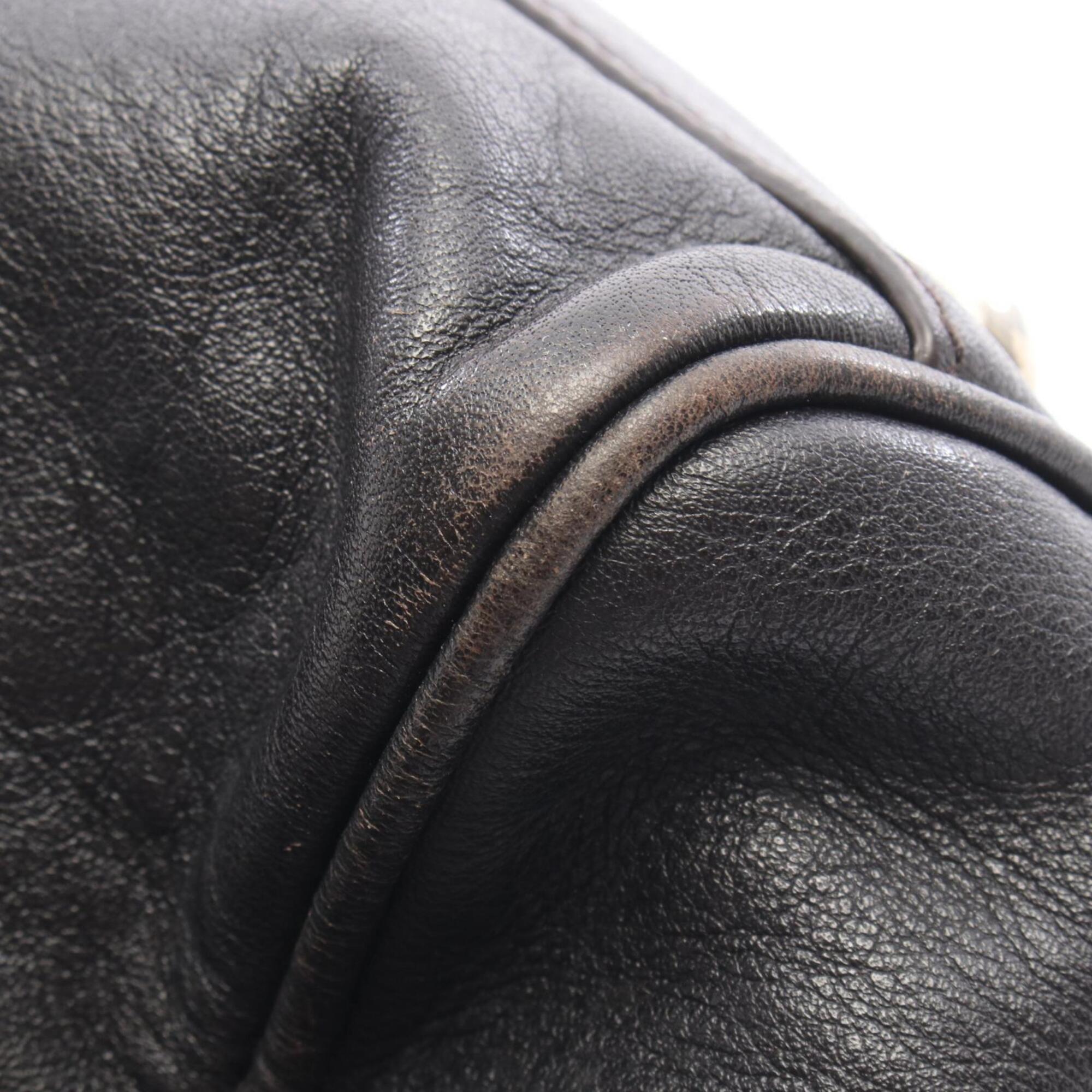 Gucci Brown Leather Handbag Tote Bag (Pre-Owned)