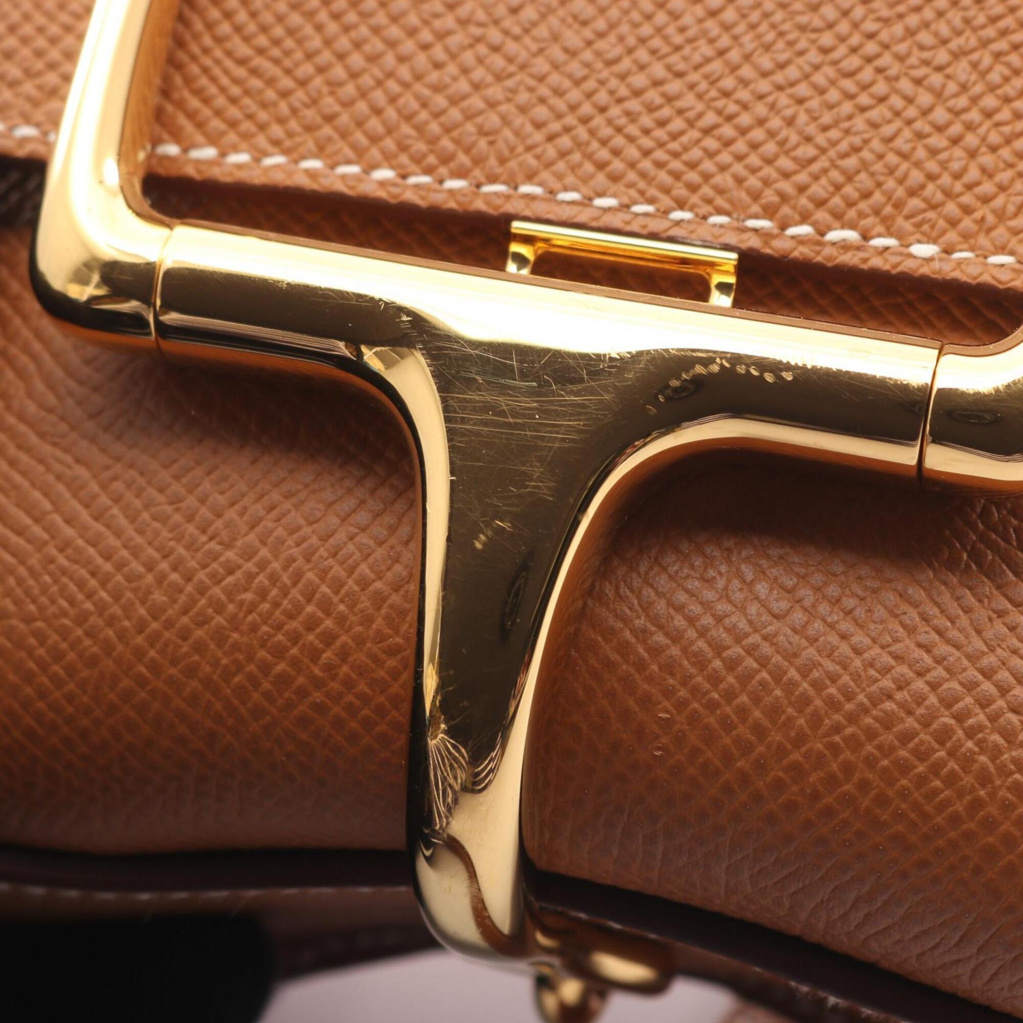 Hermes Brown Gold Epsom Leather Leather Handbag Shoulder Bag (Pre-Owned)