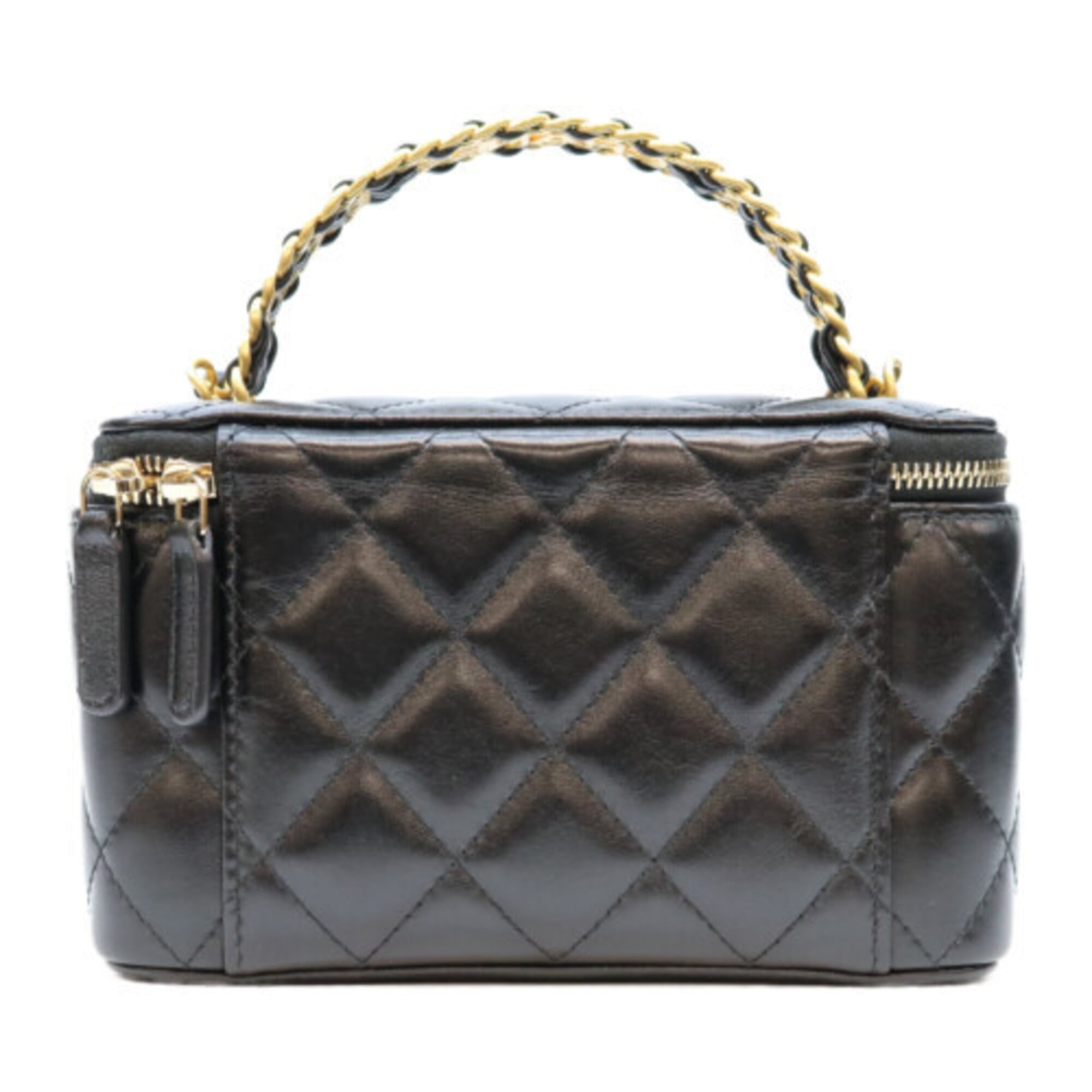 Chanel Black Leather Shoulder Bag Vanity Bag (Pre-Owned)