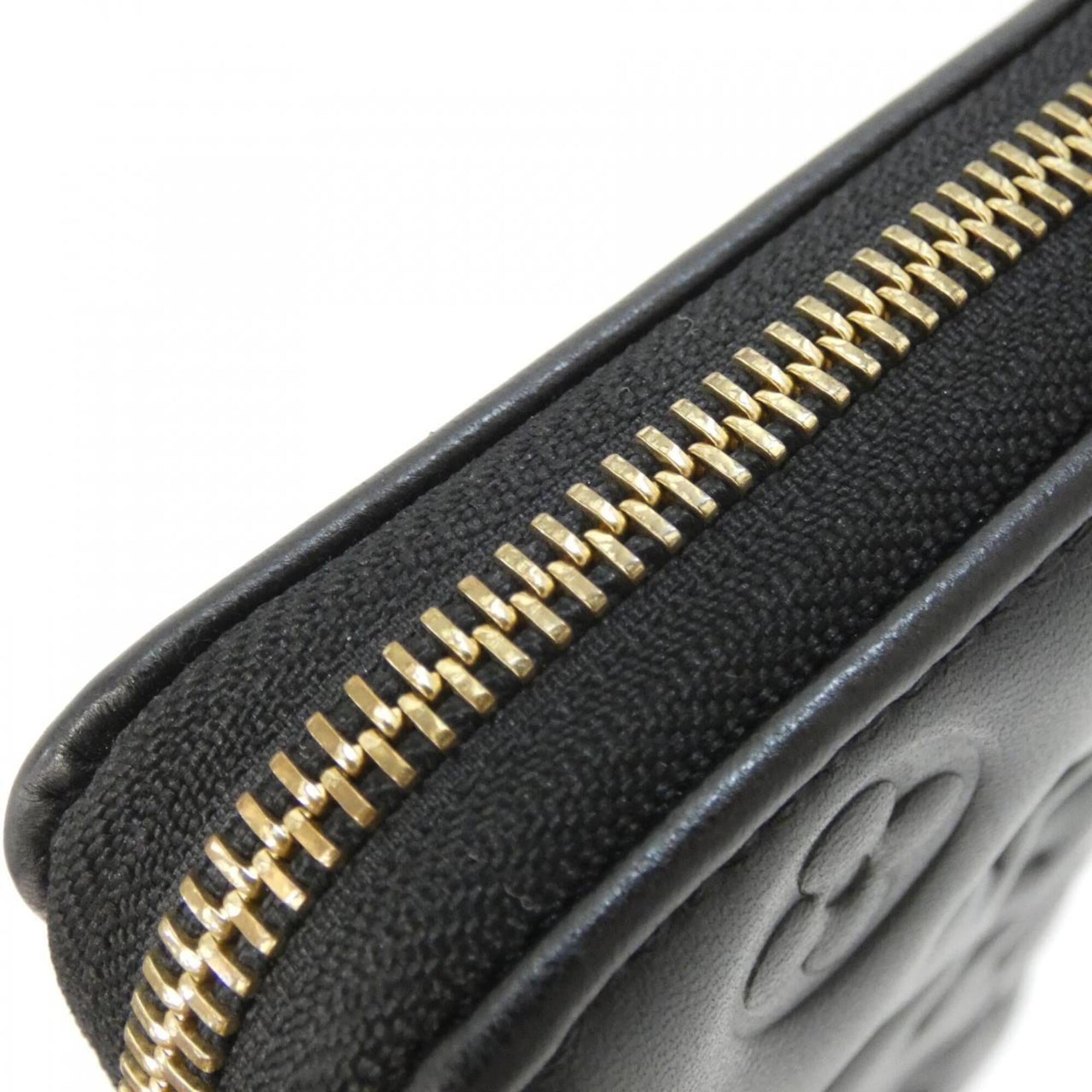 Louis Vuitton Black Leather Long Wallet (Bi-Fold) (Pre-Owned)