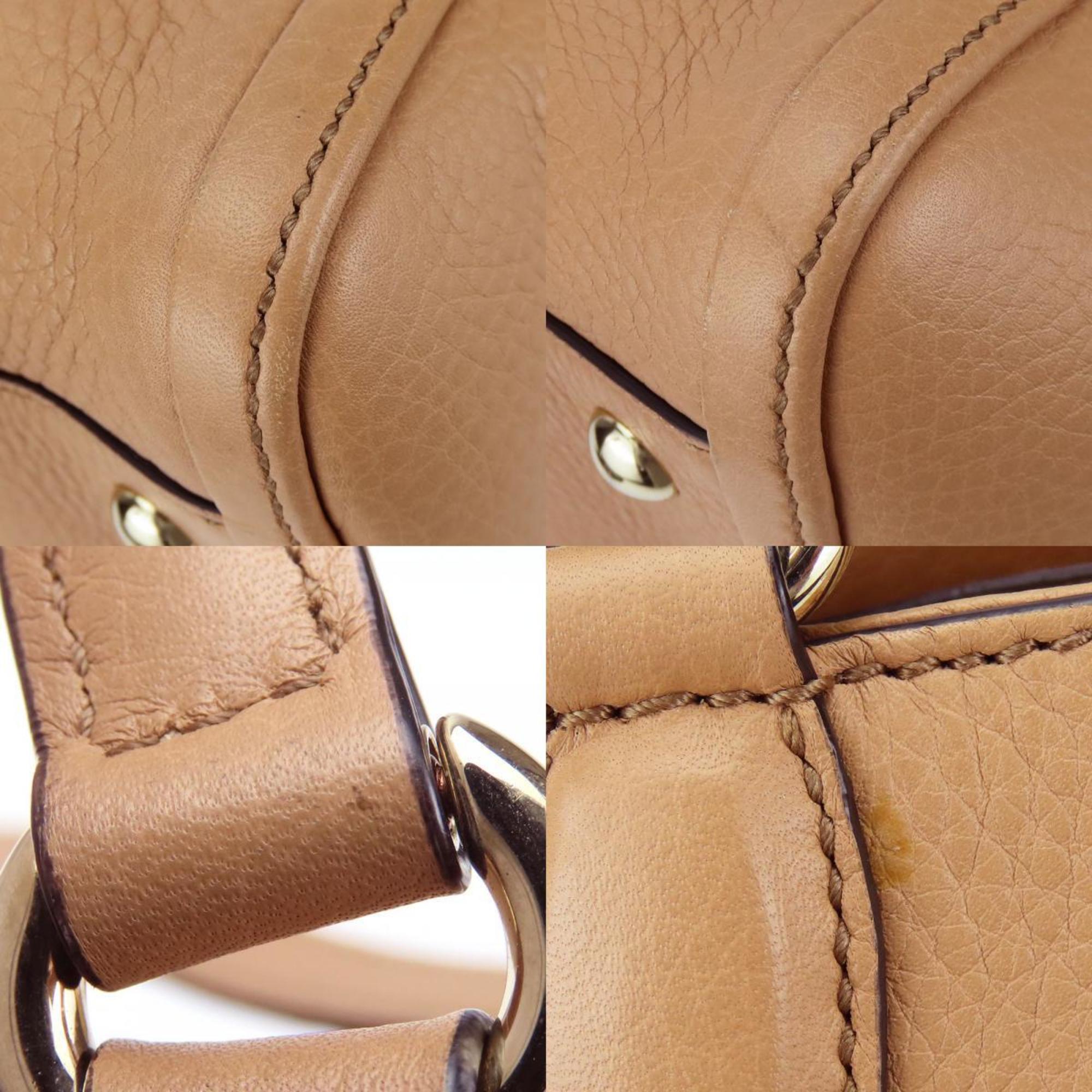 Gucci Beige Leather Handbag Shoulder Bag (Pre-Owned)