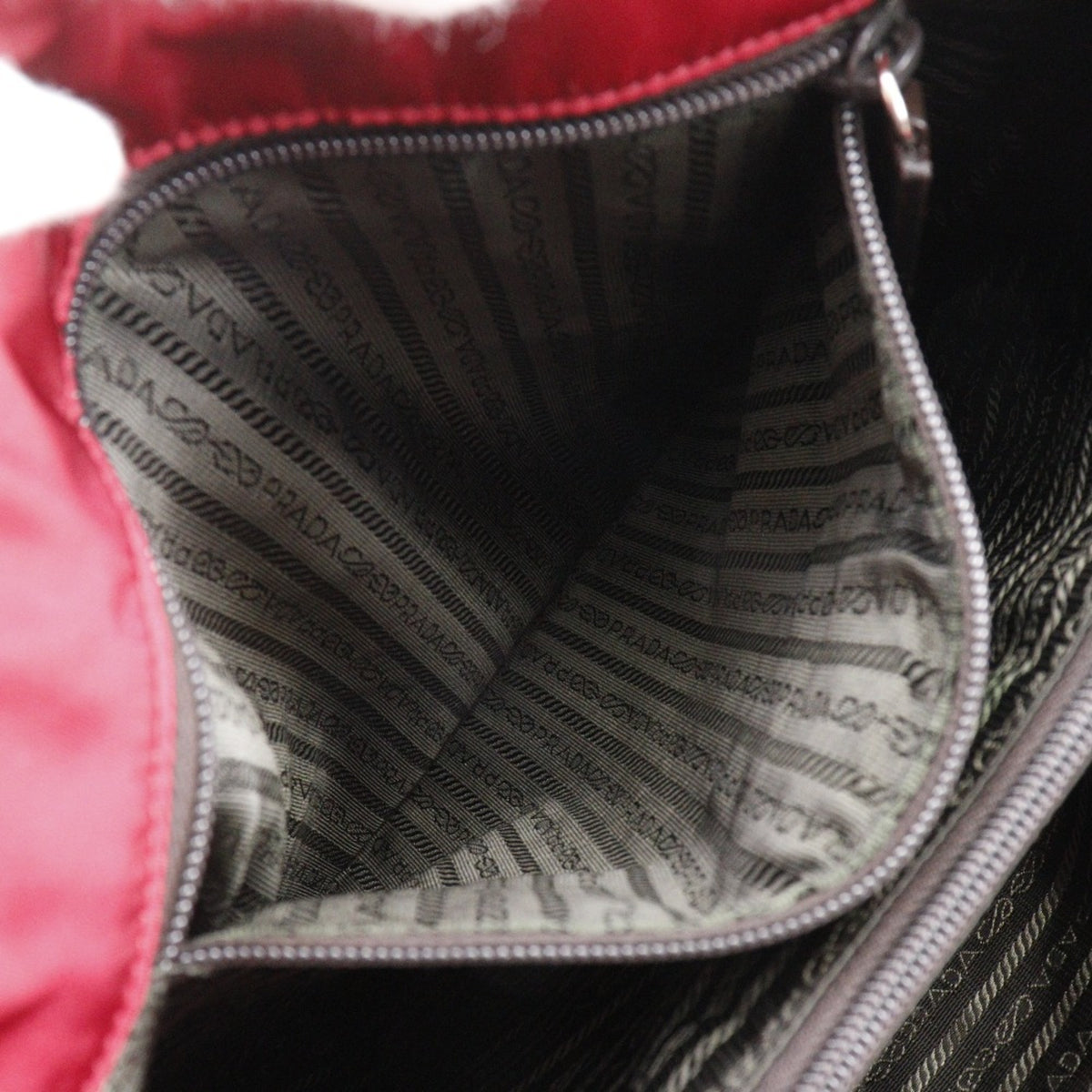 Prada Red Color Nylon Tote Bag (Pre-Owned)