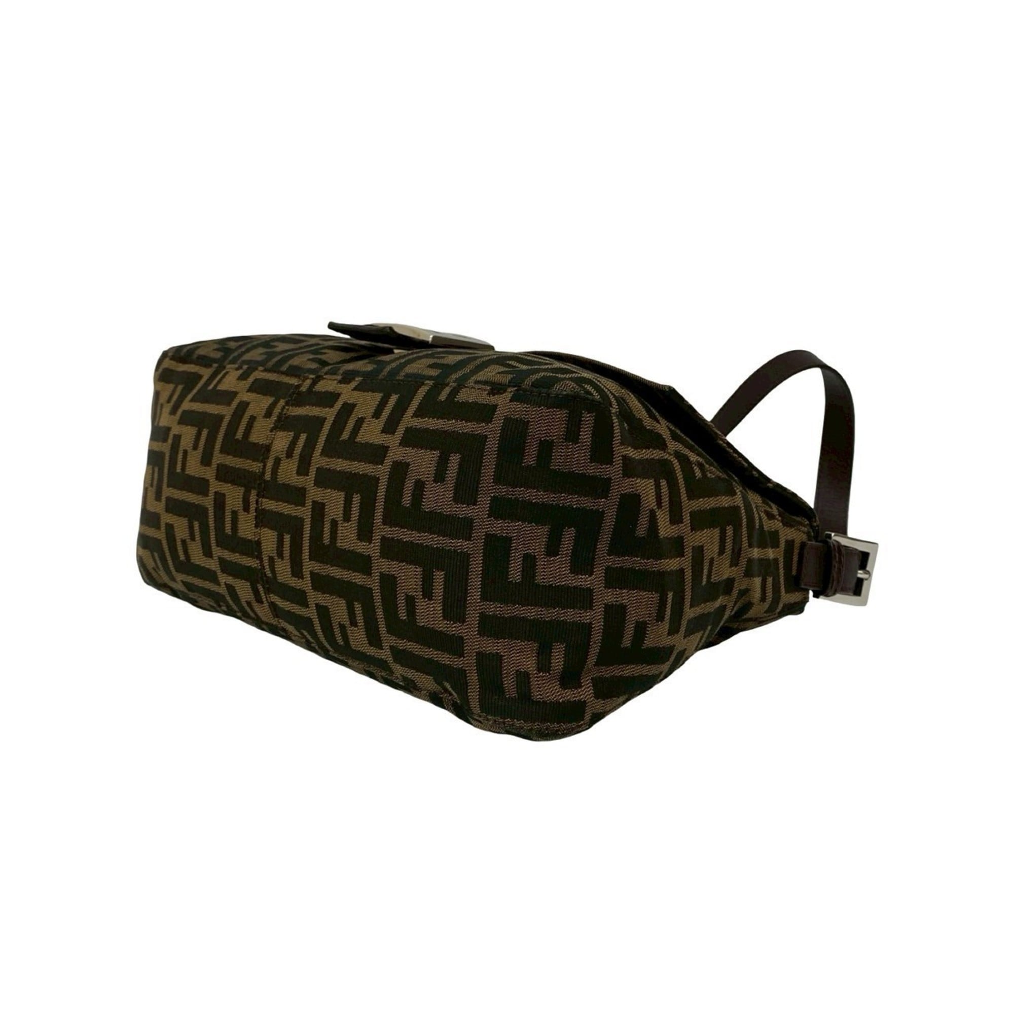 Fendi Black Brown Canvas Leather Shoulder Bag (Pre-Owned)