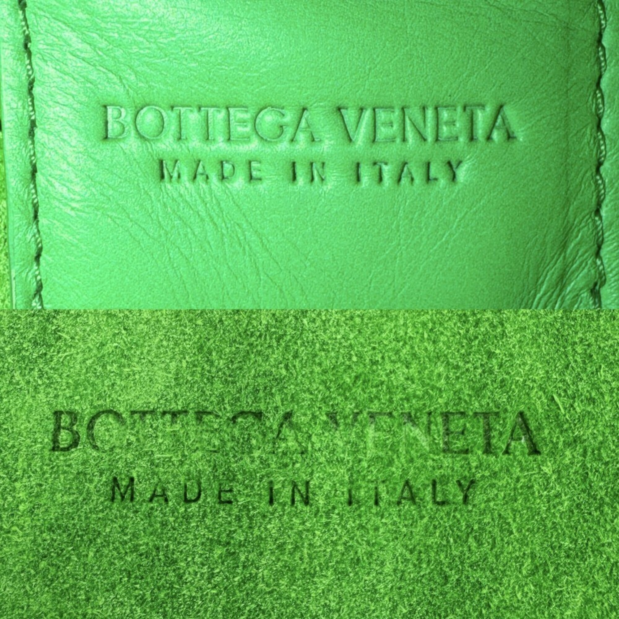 Bottega Veneta Green White Leather Handbag Pouch Tote Bag (Pre-Owned)