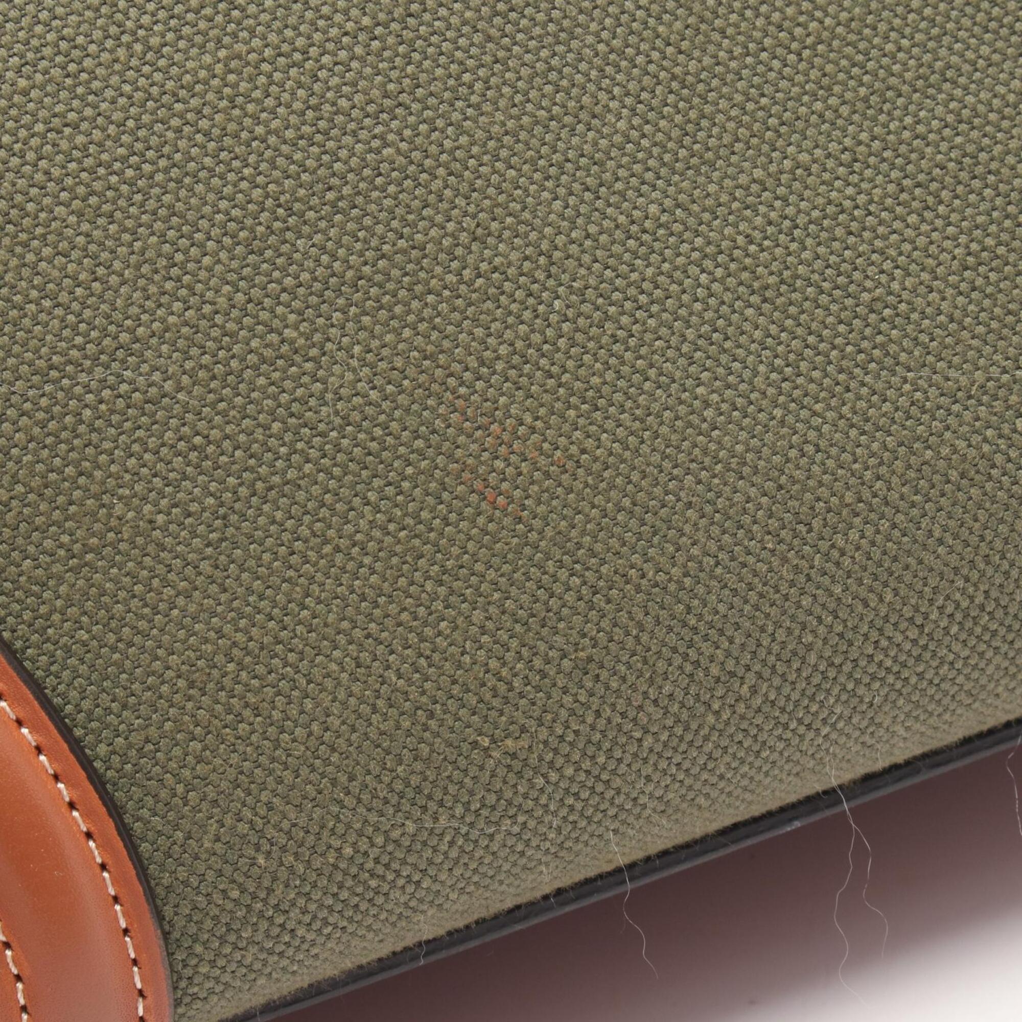 Celine Brown Khaki Canvas Leather Handbag (Pre-Owned)