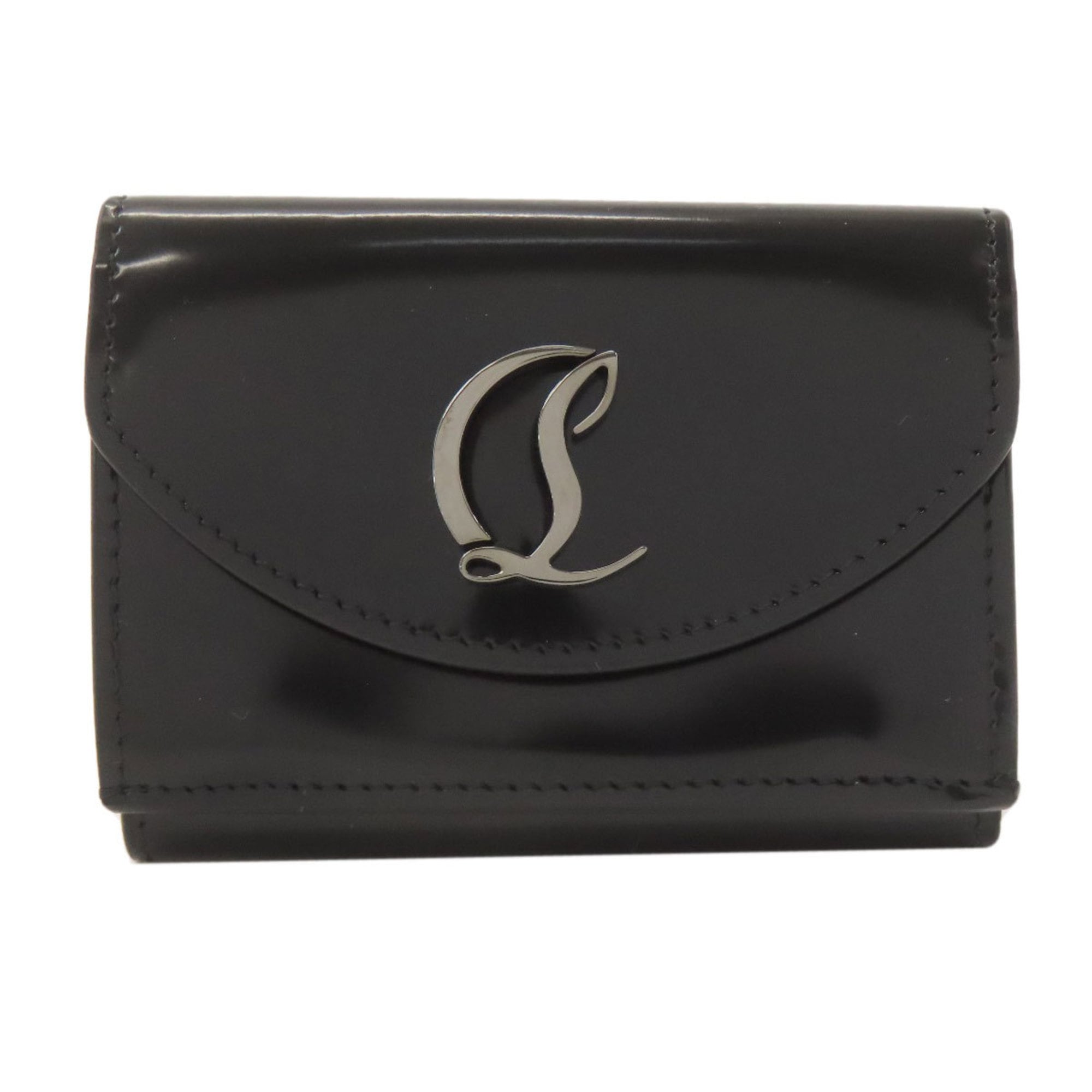 Christian Louboutin Black Patent Leather Wallet (Tri-Fold) (Pre-Owned)