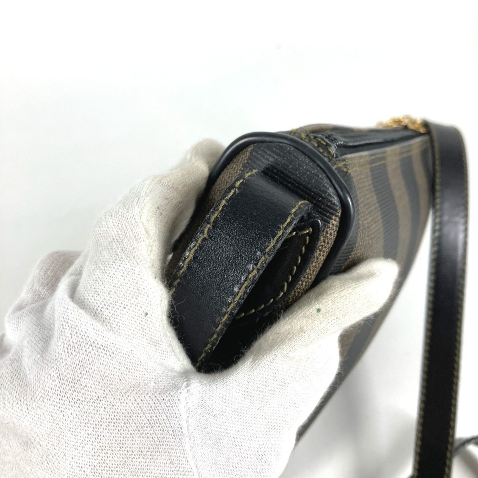 Fendi Black Khaki Pvc Leather Pochette Shoulder Bag (Pre-Owned)