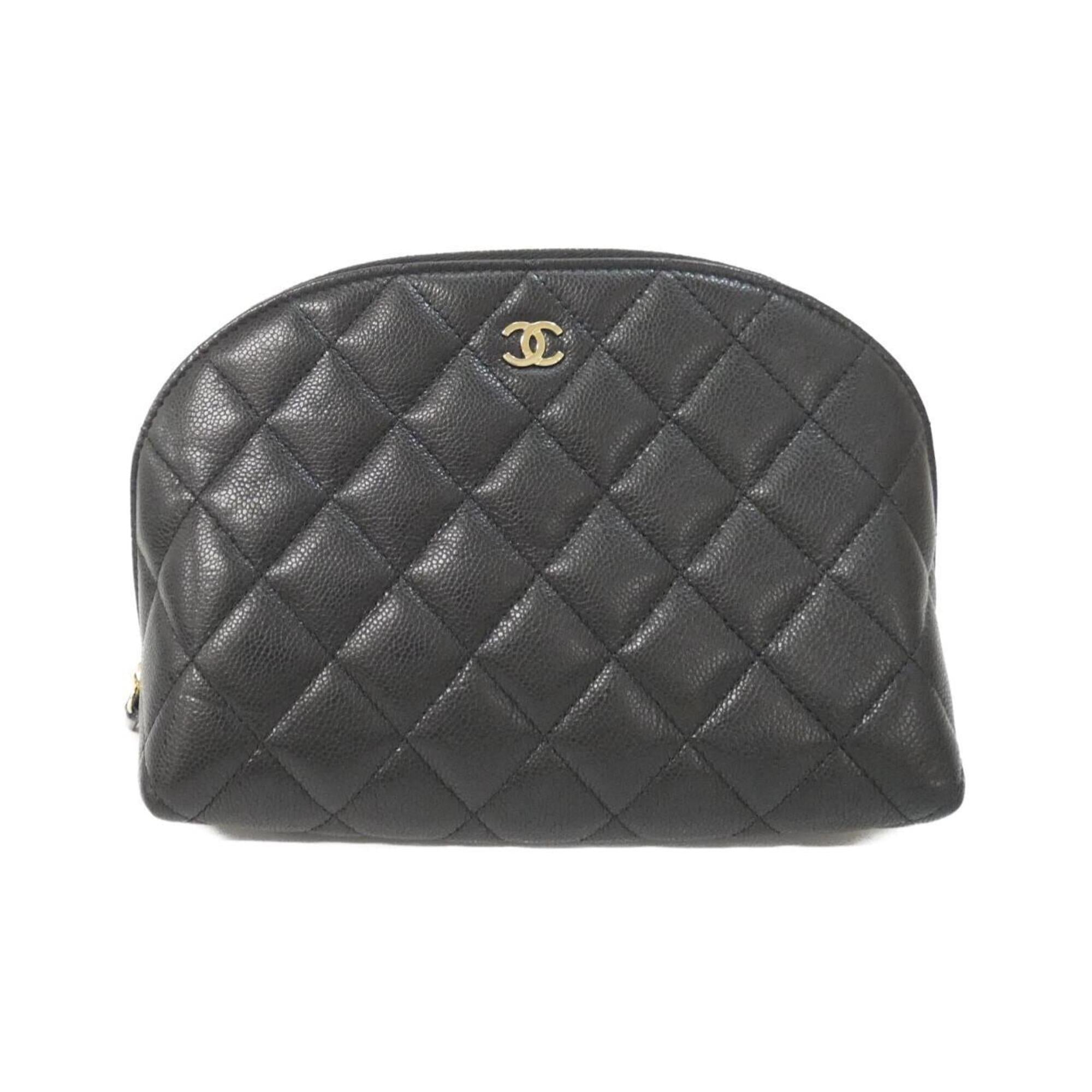 Chanel Black Grained Calfskin Handbag Pouch (Pre-Owned)