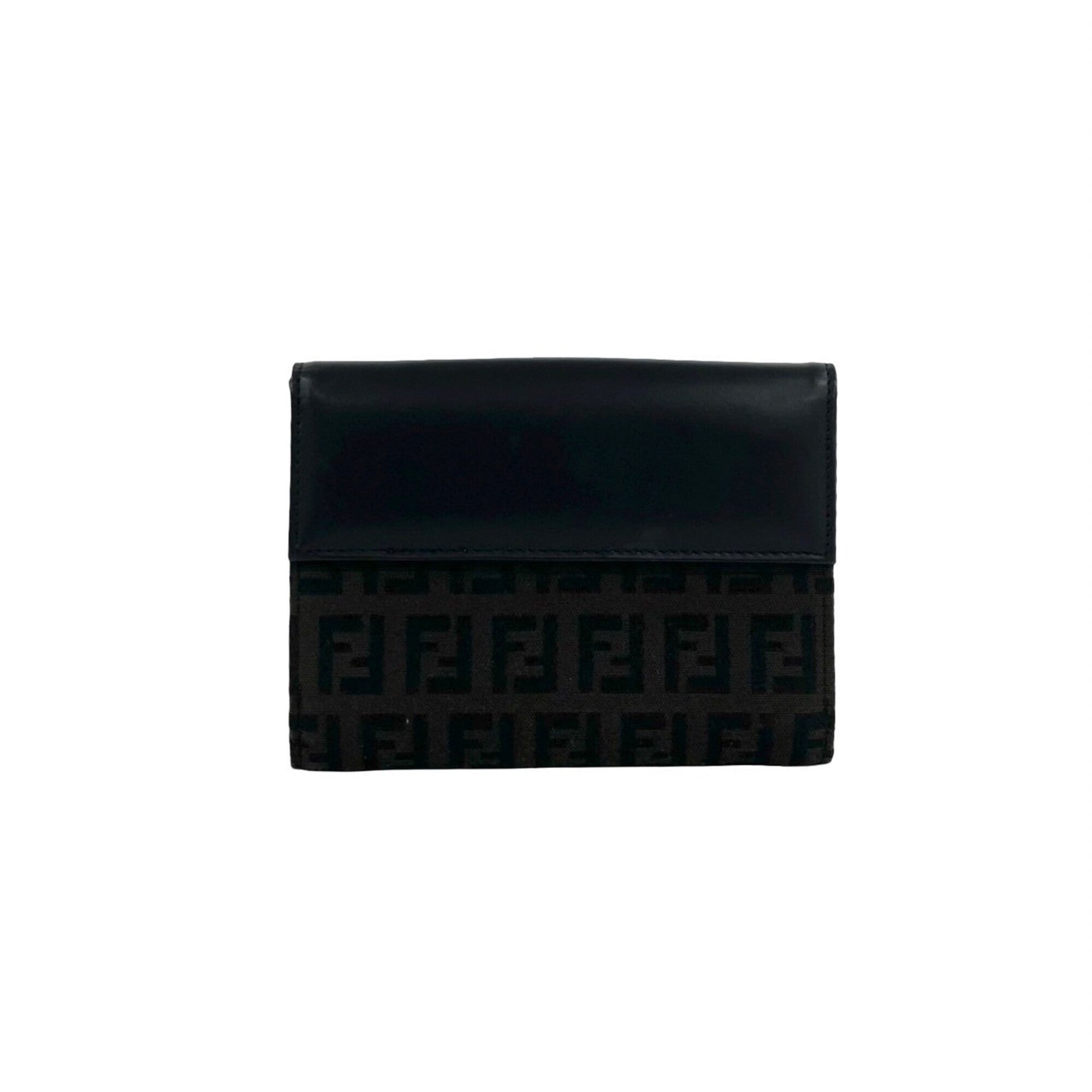 Fendi Black Brown Canvas Leather Wallet (Bi-Fold) (Pre-Owned)