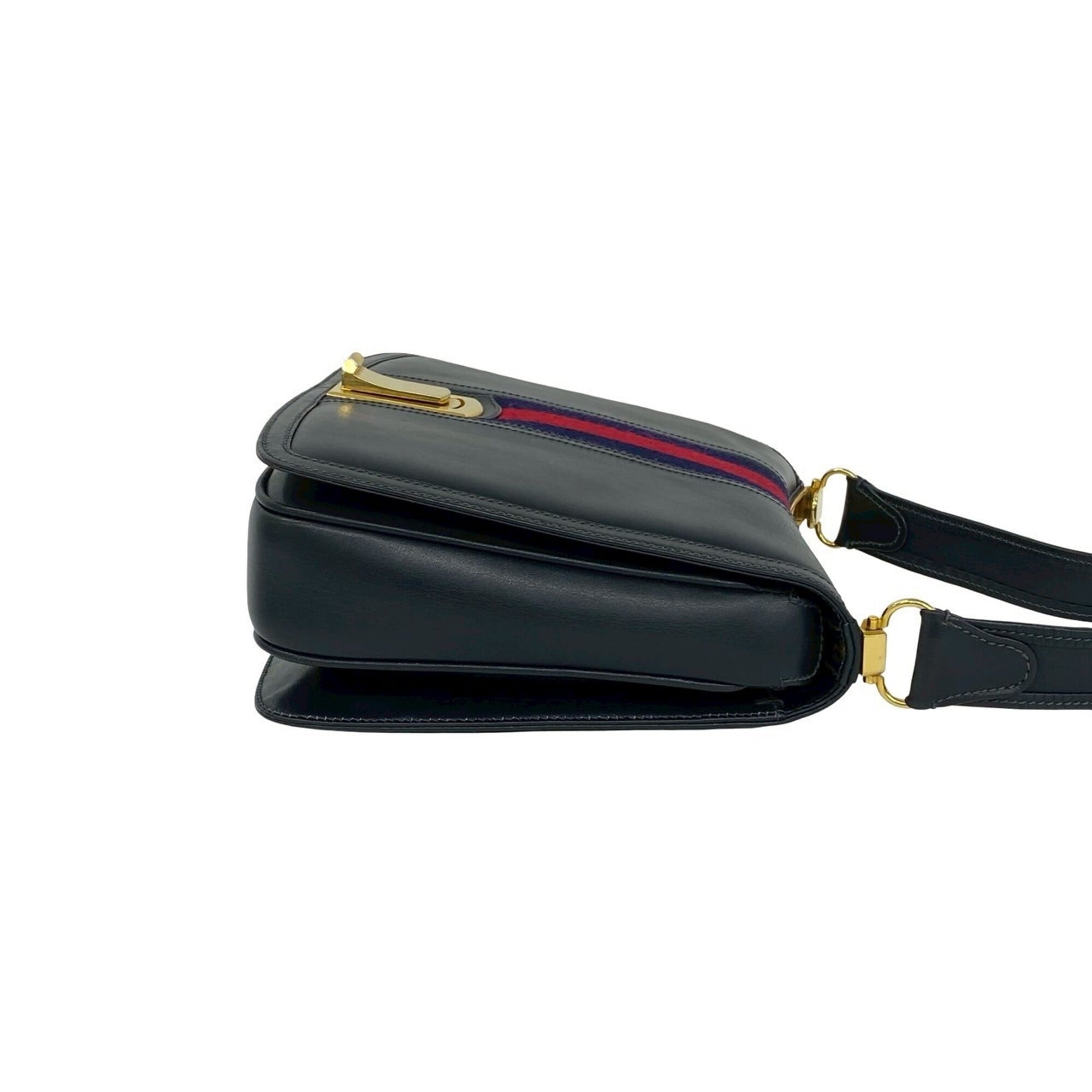 Gucci Navy Red Color Leather Pochette Shoulder Bag (Pre-Owned)