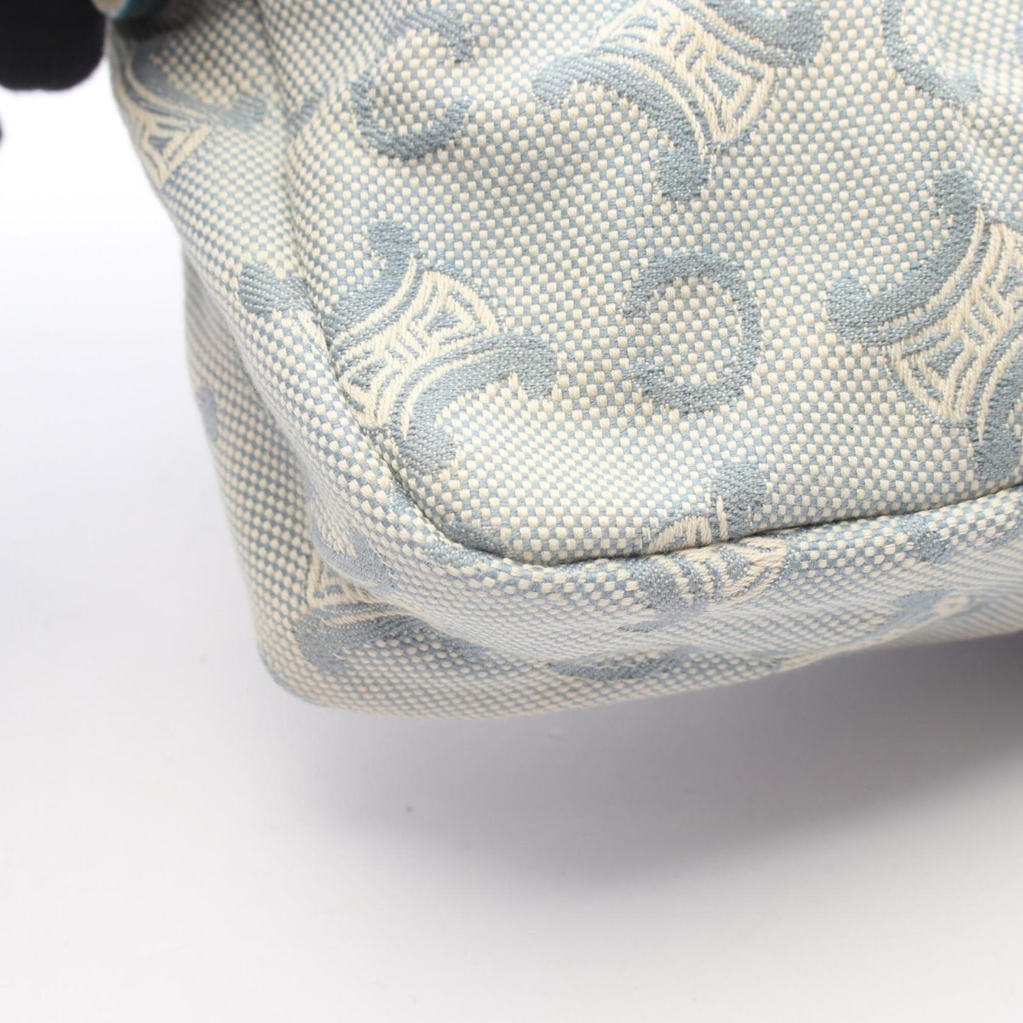 Celine Blue White Canvas Leather Handbag (Pre-Owned)