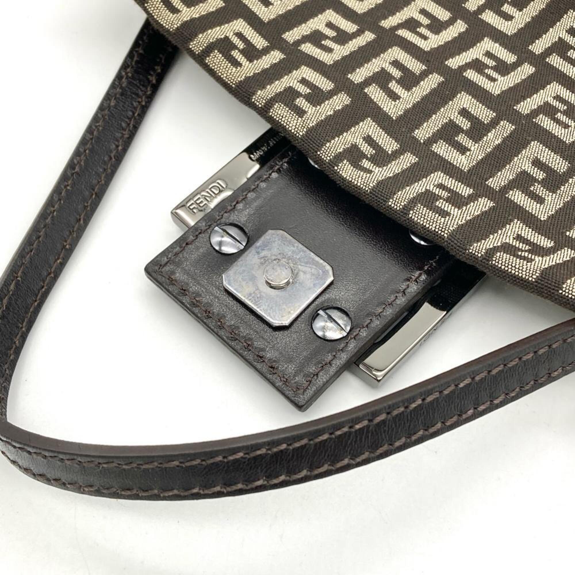 Fendi Brown Jacquard Leather Shoulder Bag (Pre-Owned)