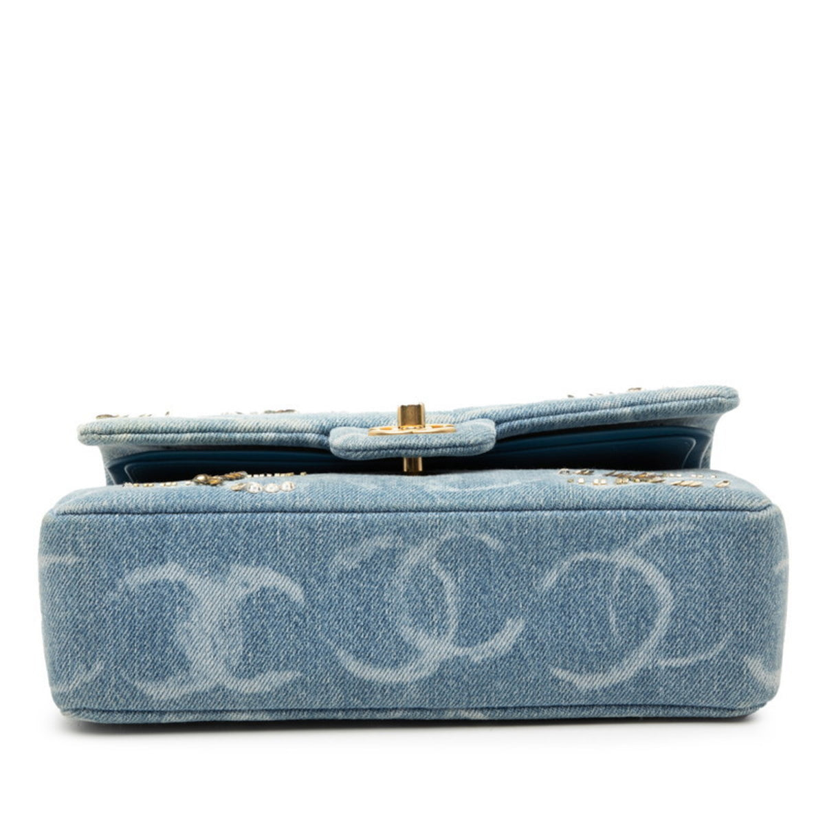 Chanel Blue Gold Denim Spangles Shoulder Bag (Pre-Owned)