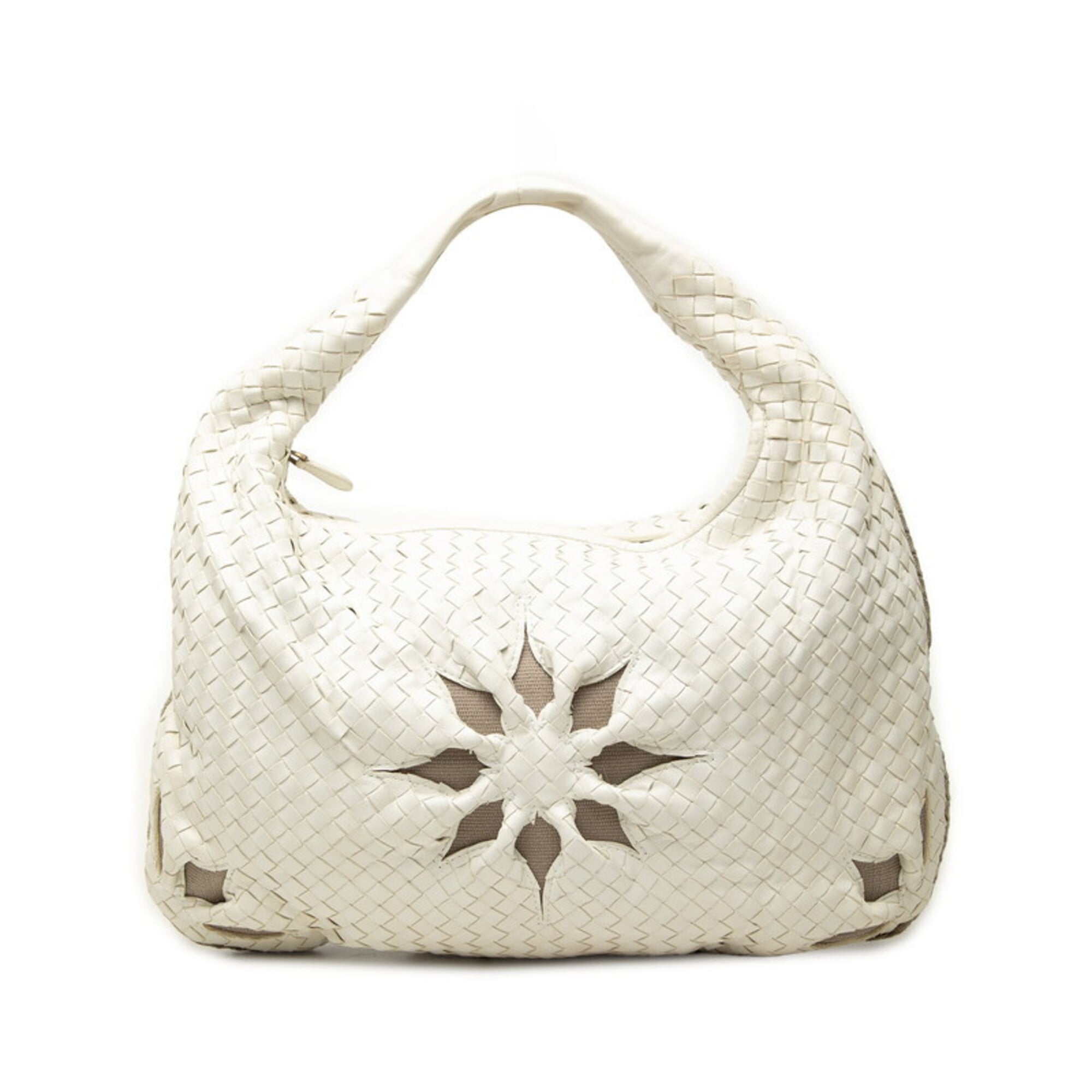 Bottega Veneta White Leather Handbag Shoulder Bag (Pre-Owned)