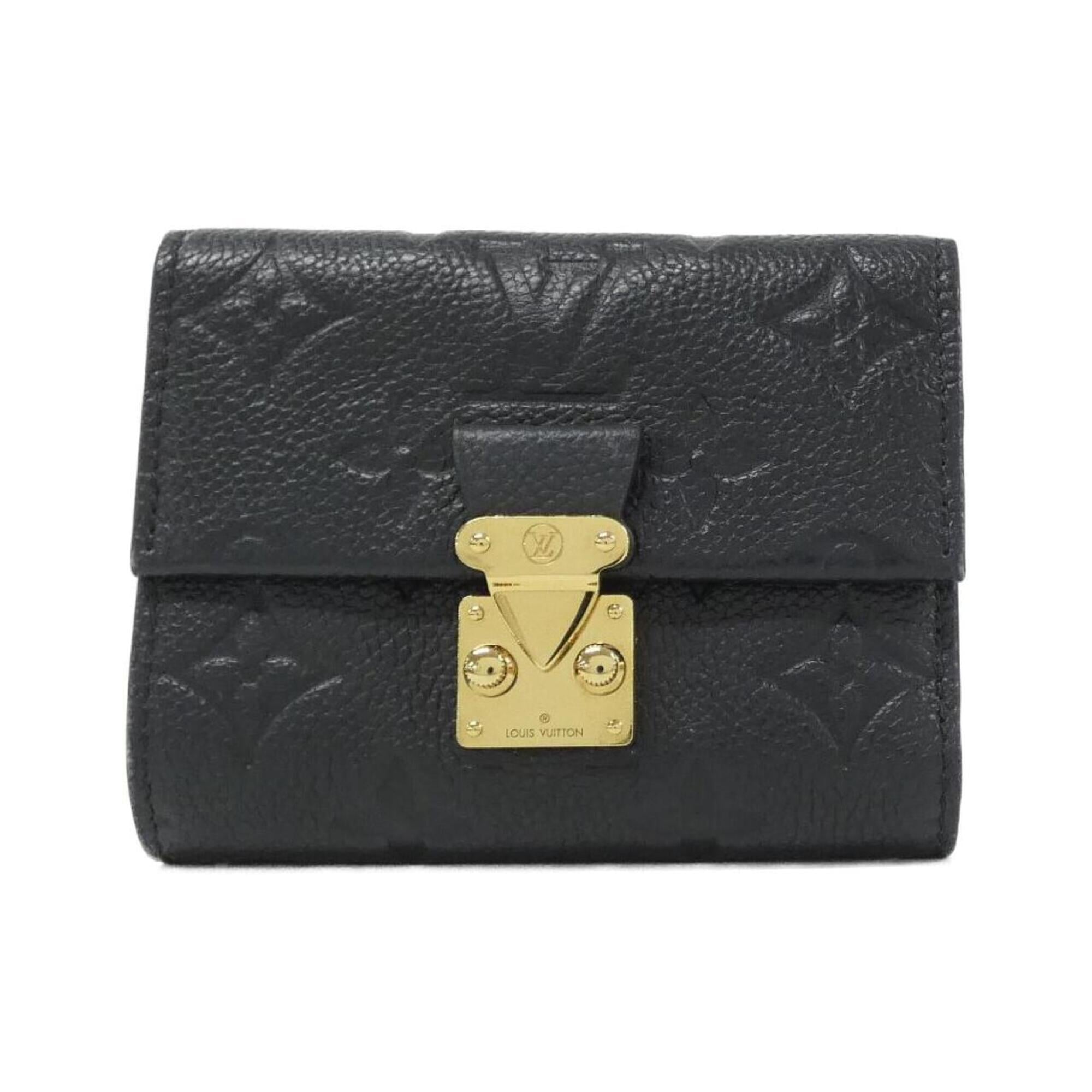 Louis Vuitton Black Leather Wallet (Tri-Fold) (Pre-Owned)
