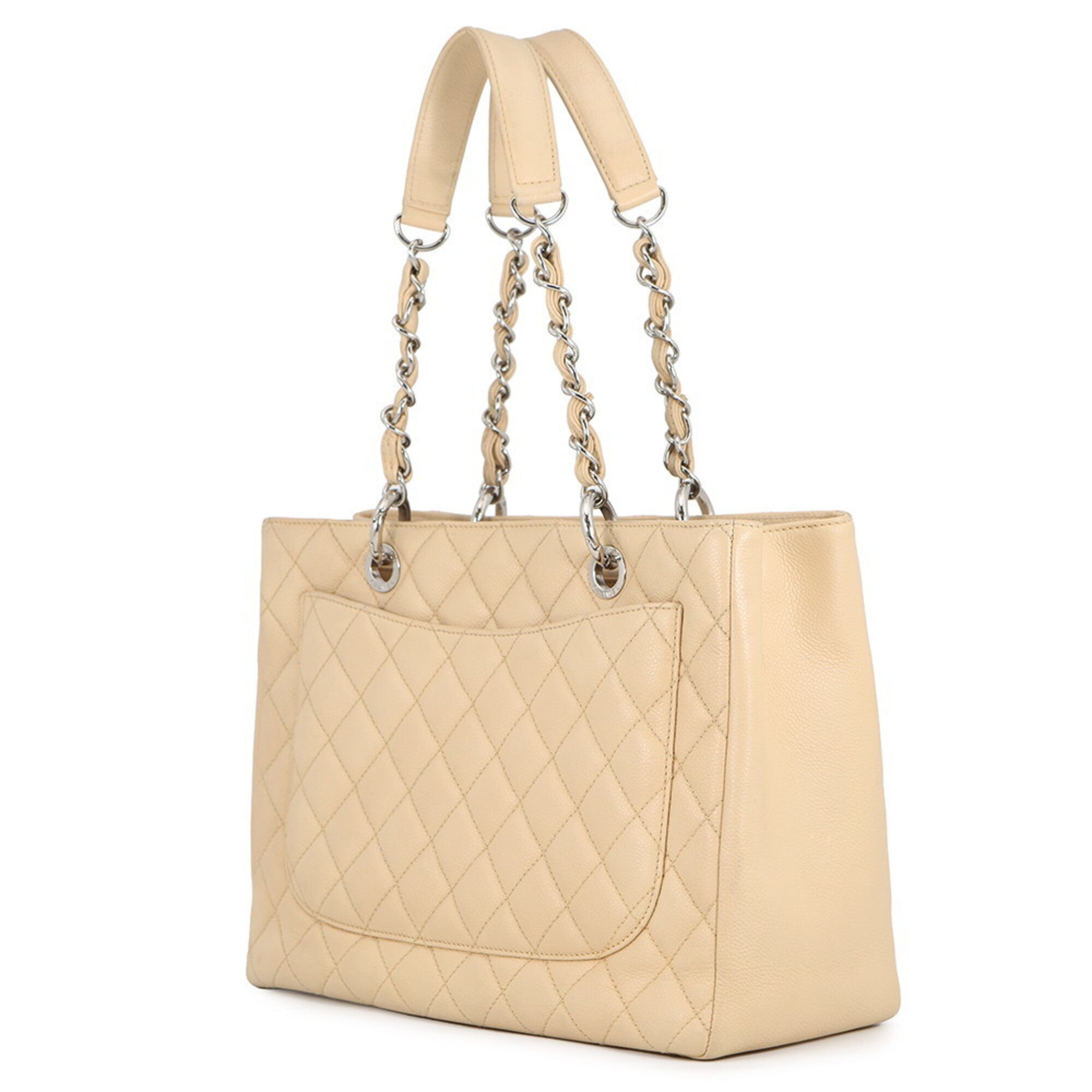 Chanel Beige Grained Calfskin Handbag (Pre-Owned)