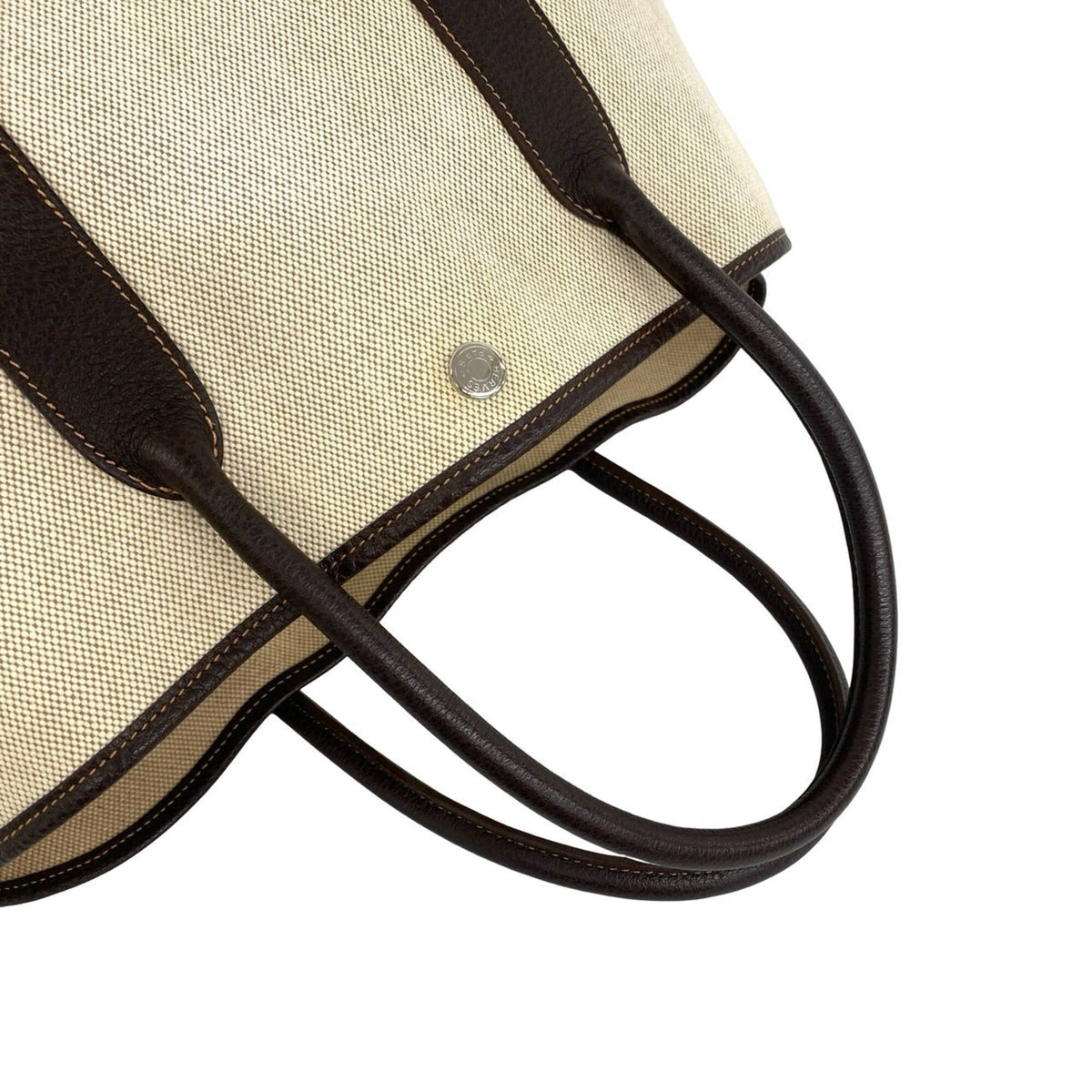 Hermes Brown Ivory Toile H Buffalo Leather Handbag Tote Bag (Pre-Owned)
