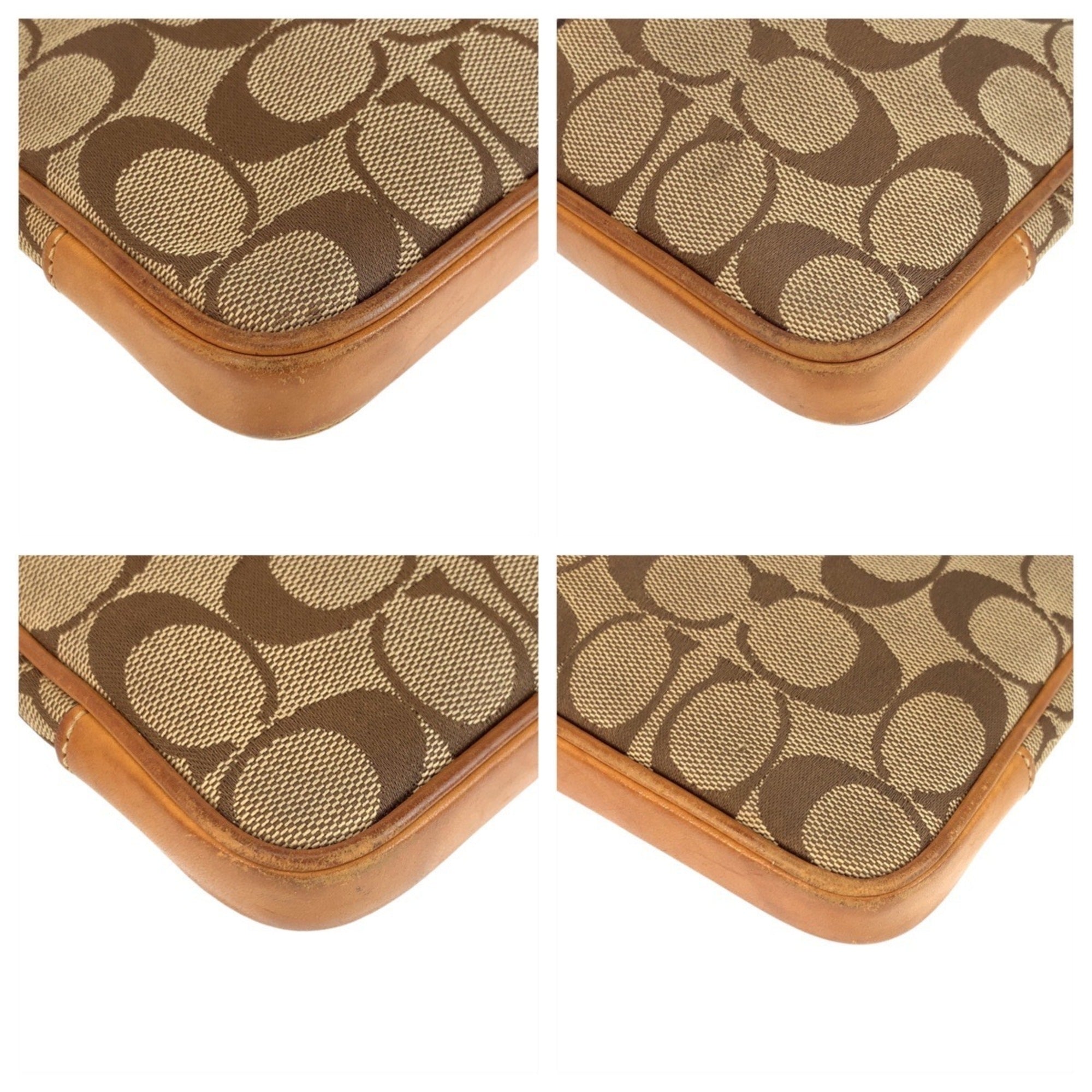 Coach Beige Camel Canvas Leather Shoulder Bag (Pre-Owned)