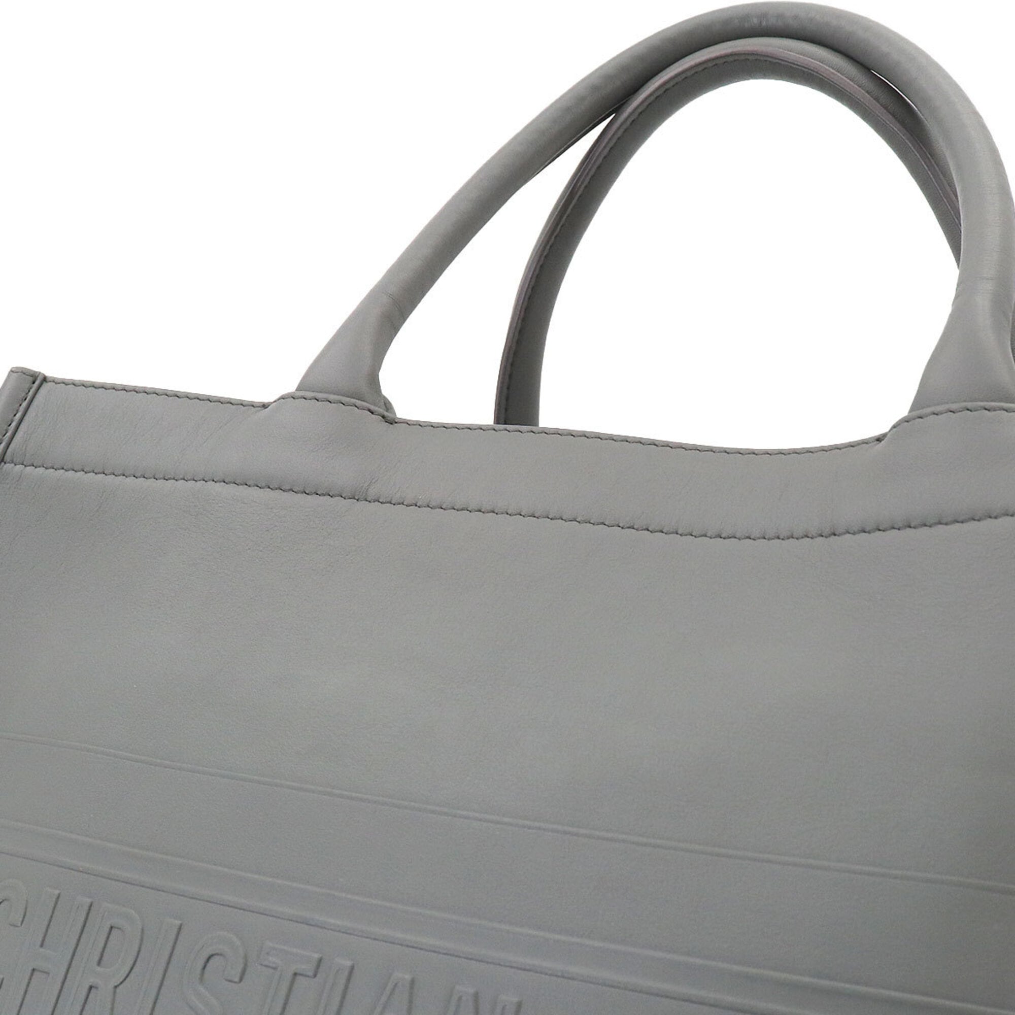 Christian Dior Gray Leather Handbag Tote Bag (Pre-Owned)