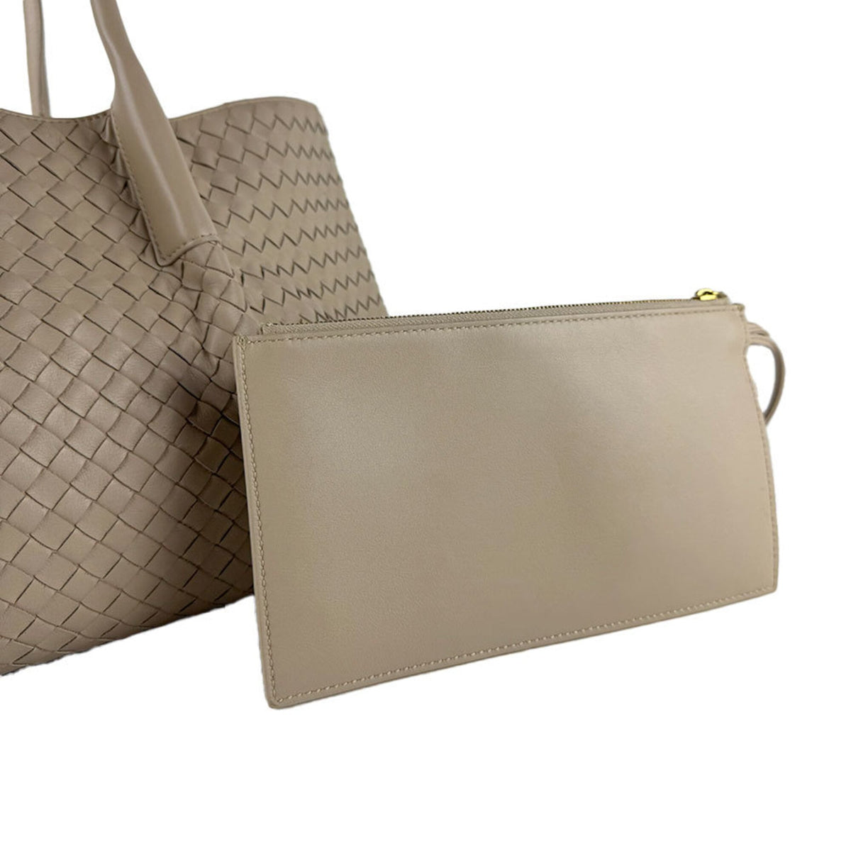 Bottega Veneta Beige Intrecciato Handbag Tote Bag (Pre-Owned)