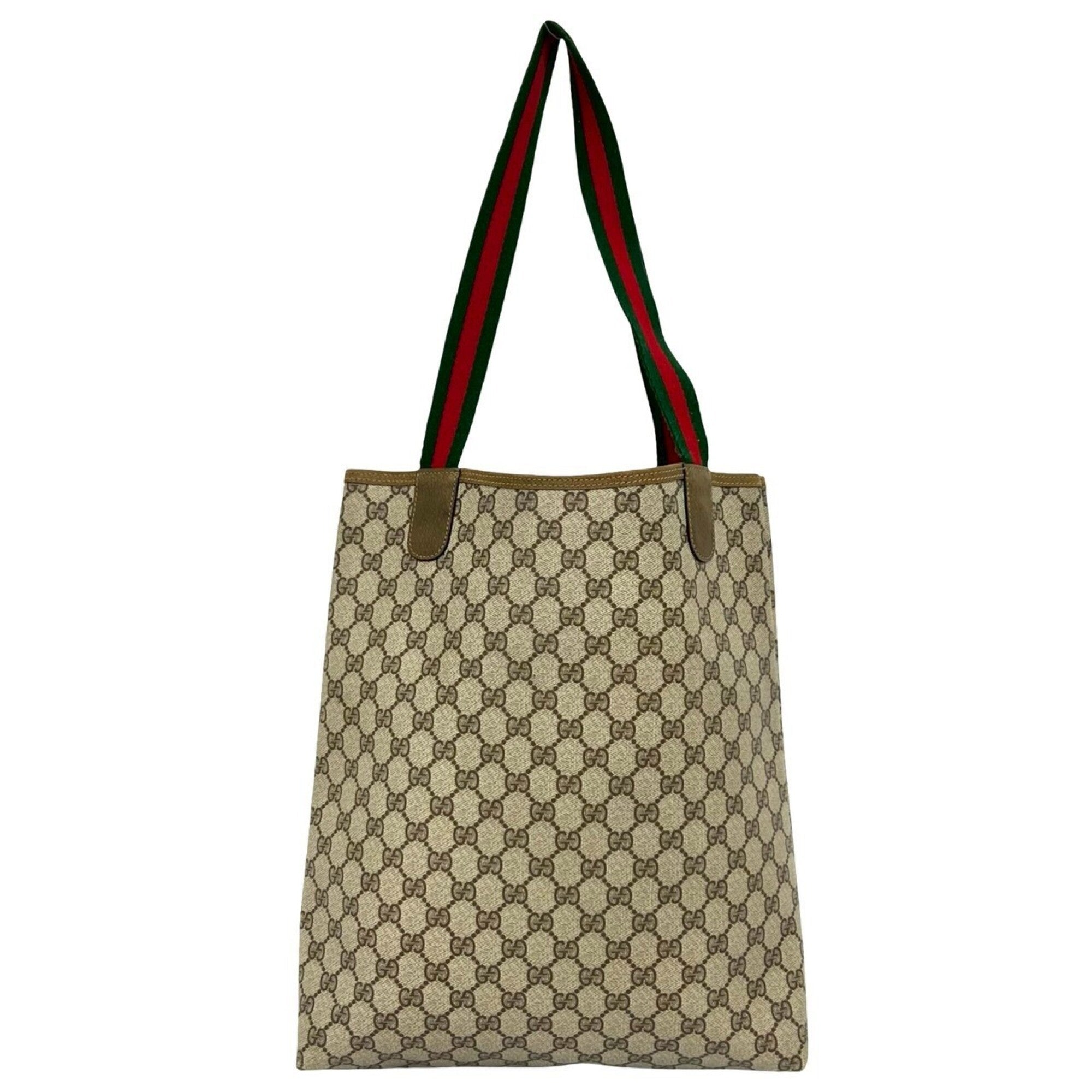 Gucci Brown Green Red Color Pvc Leather Handbag Tote Bag (Pre-Owned)