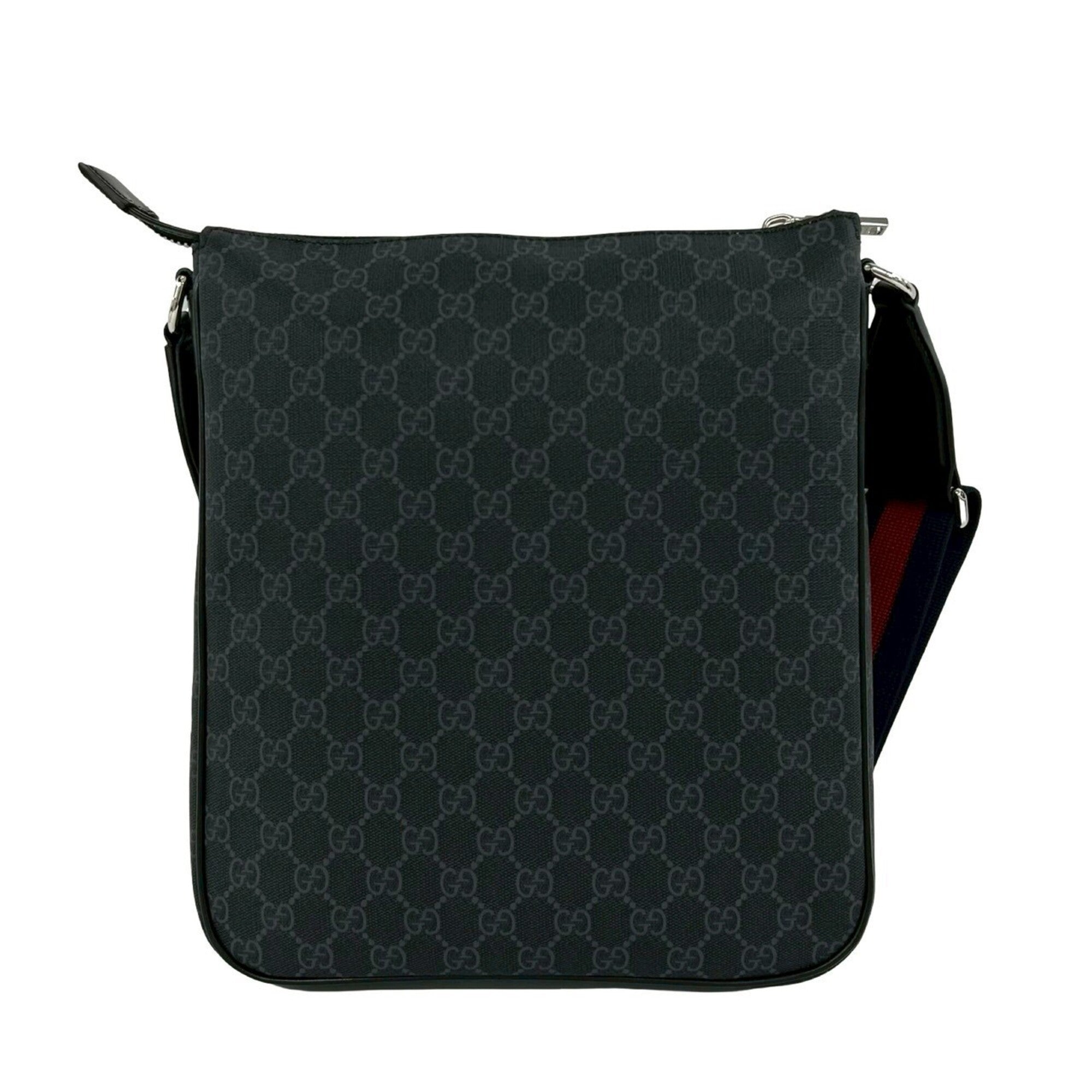 Gucci Black Navy Red Color Leather Pvc Shoulder Bag Tote Bag (Pre-Owned)
