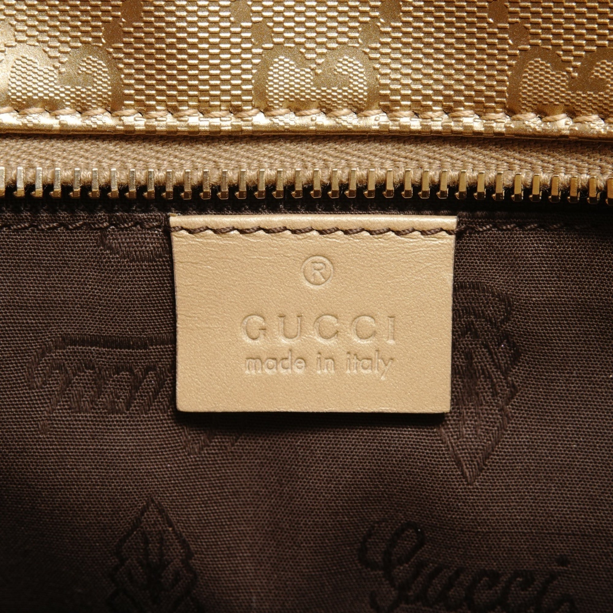 Gucci Gg Imprimé Gold Pvc Tote Bag (Pre-Owned)