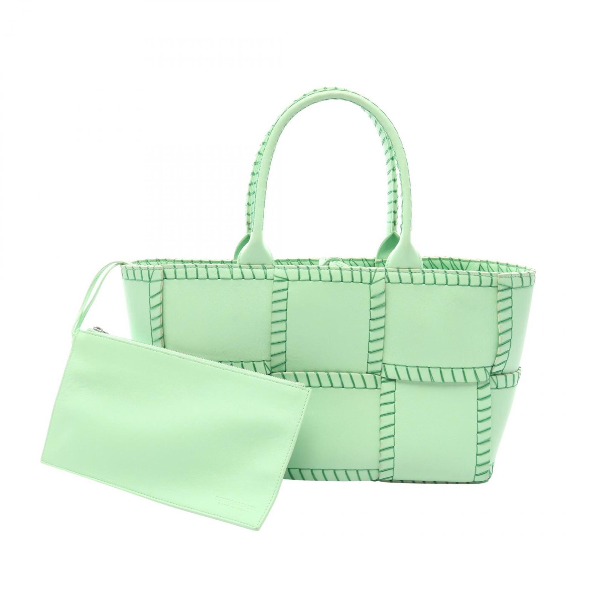Bottega Veneta Green Leather Handbag Pouch (Pre-Owned)