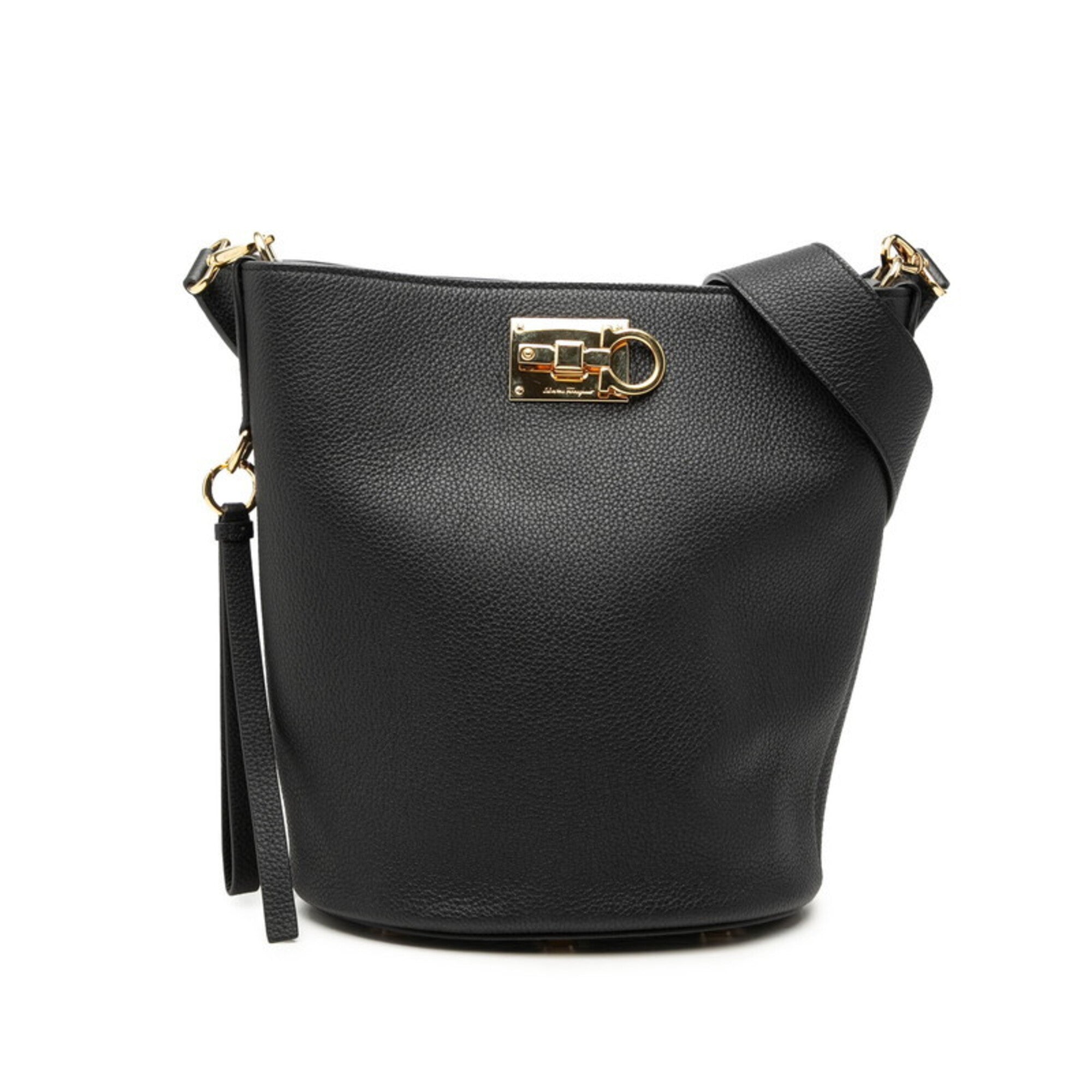 Salvatore Ferragamo Black Leather Shoulder Bag (Pre-Owned)