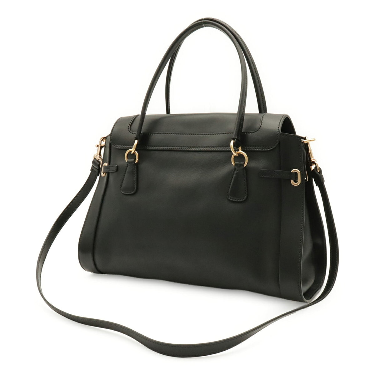 Salvatore Ferragamo Gancini Black Leather Handbag Shoulder Bag (Pre-Owned)