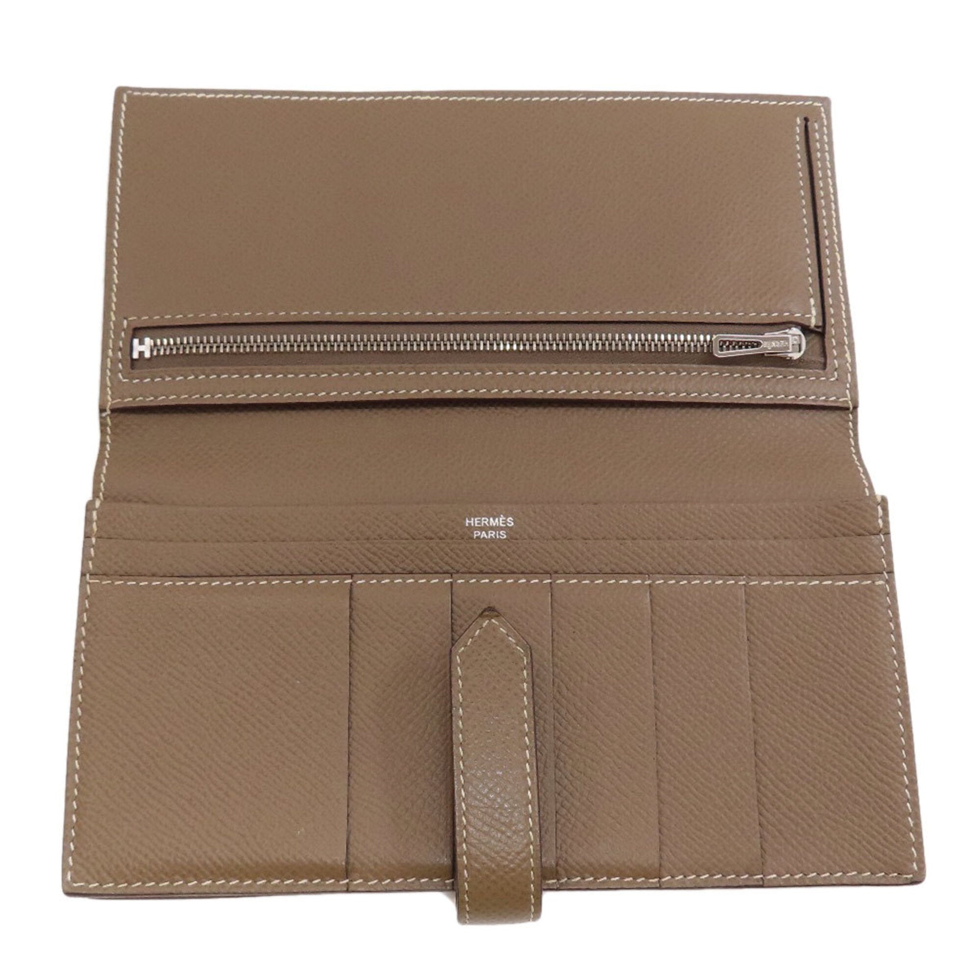 Hermes Etoupe Gray Epsom Leather Long Wallet (Bi-Fold) (Pre-Owned)
