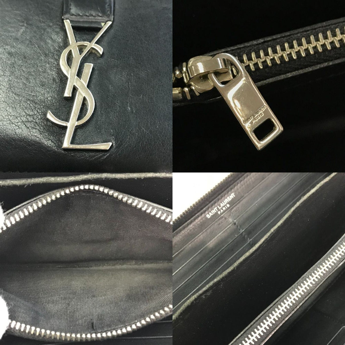 Saint Laurent Black Leather Long Wallet (Bi-Fold) (Pre-Owned)