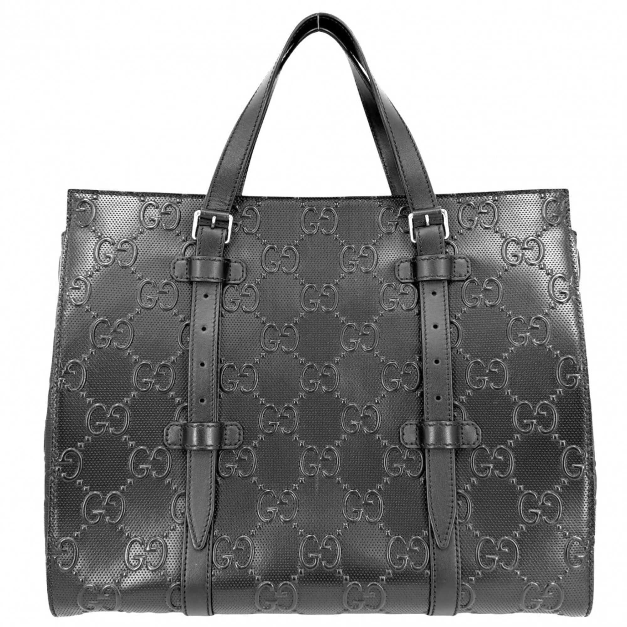 Gucci Black Leather Handbag Tote Bag (Pre-Owned)