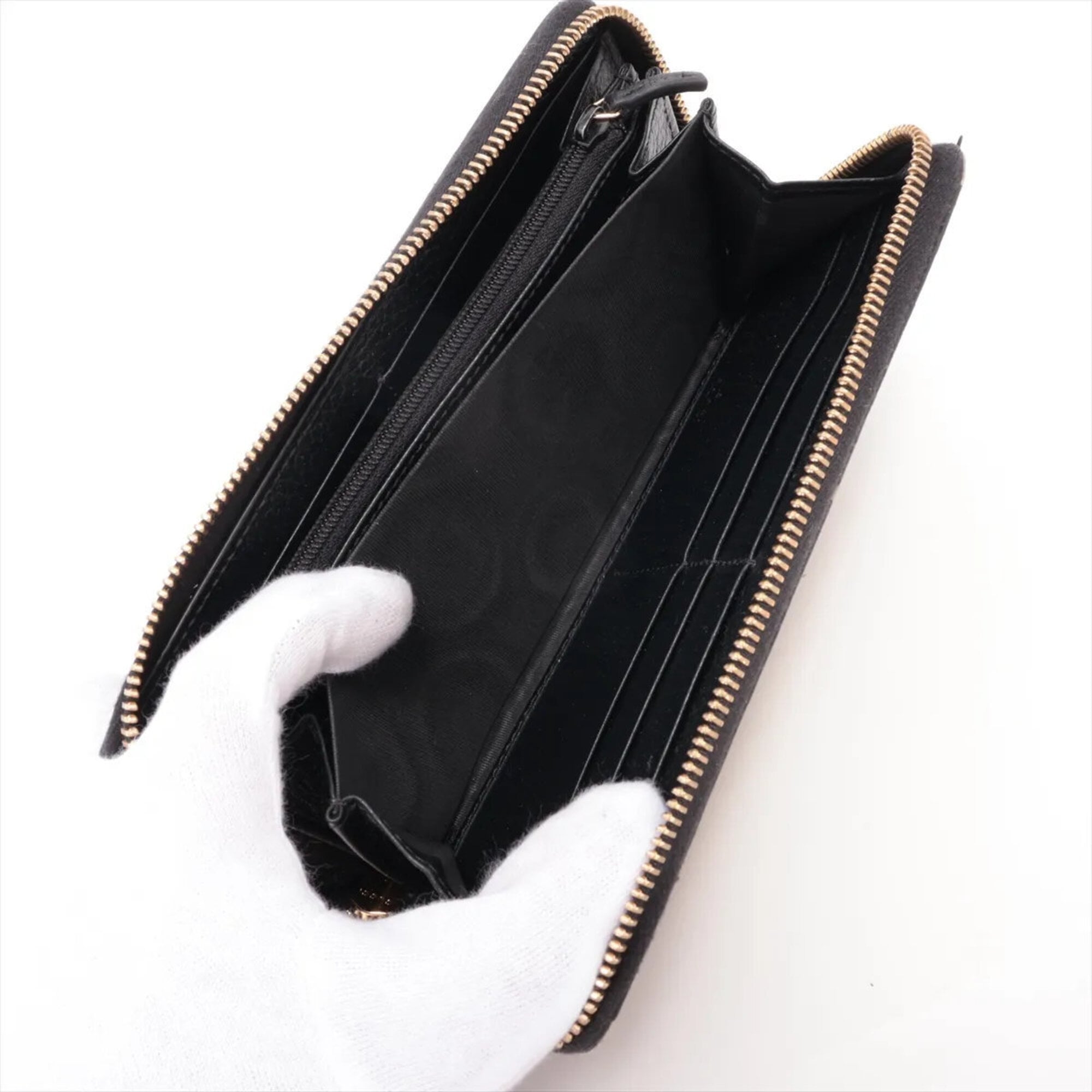 Gucci Brown Leather Coated Canvas Long Wallet (Bi-Fold) (Pre-Owned)