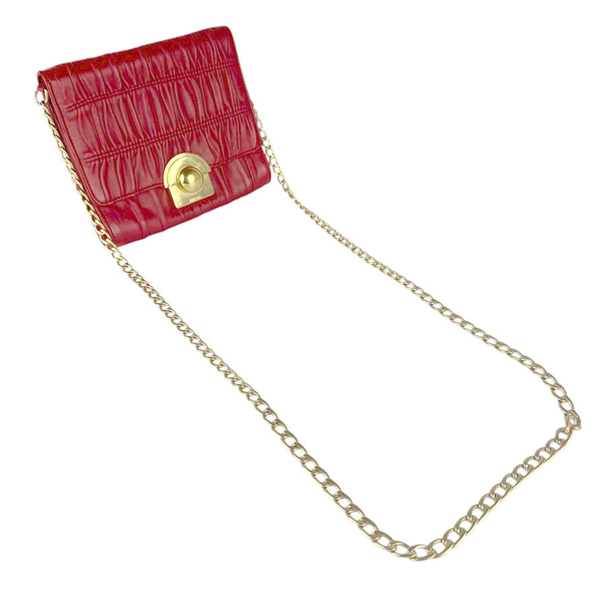 Prada Red Color Leather Shoulder Bag (Pre-Owned)