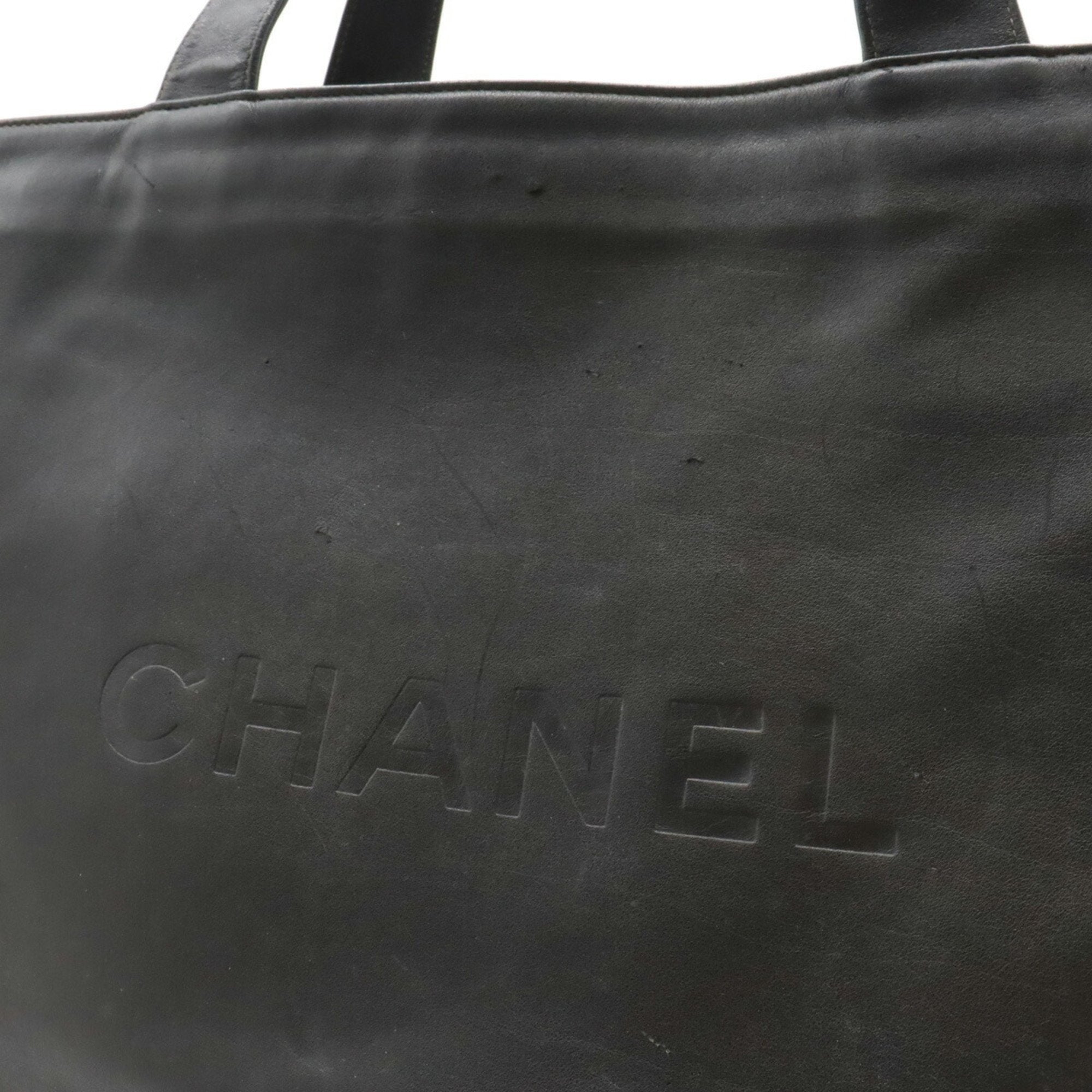 Chanel Black Leather Shoulder Bag Tote Bag (Pre-Owned)