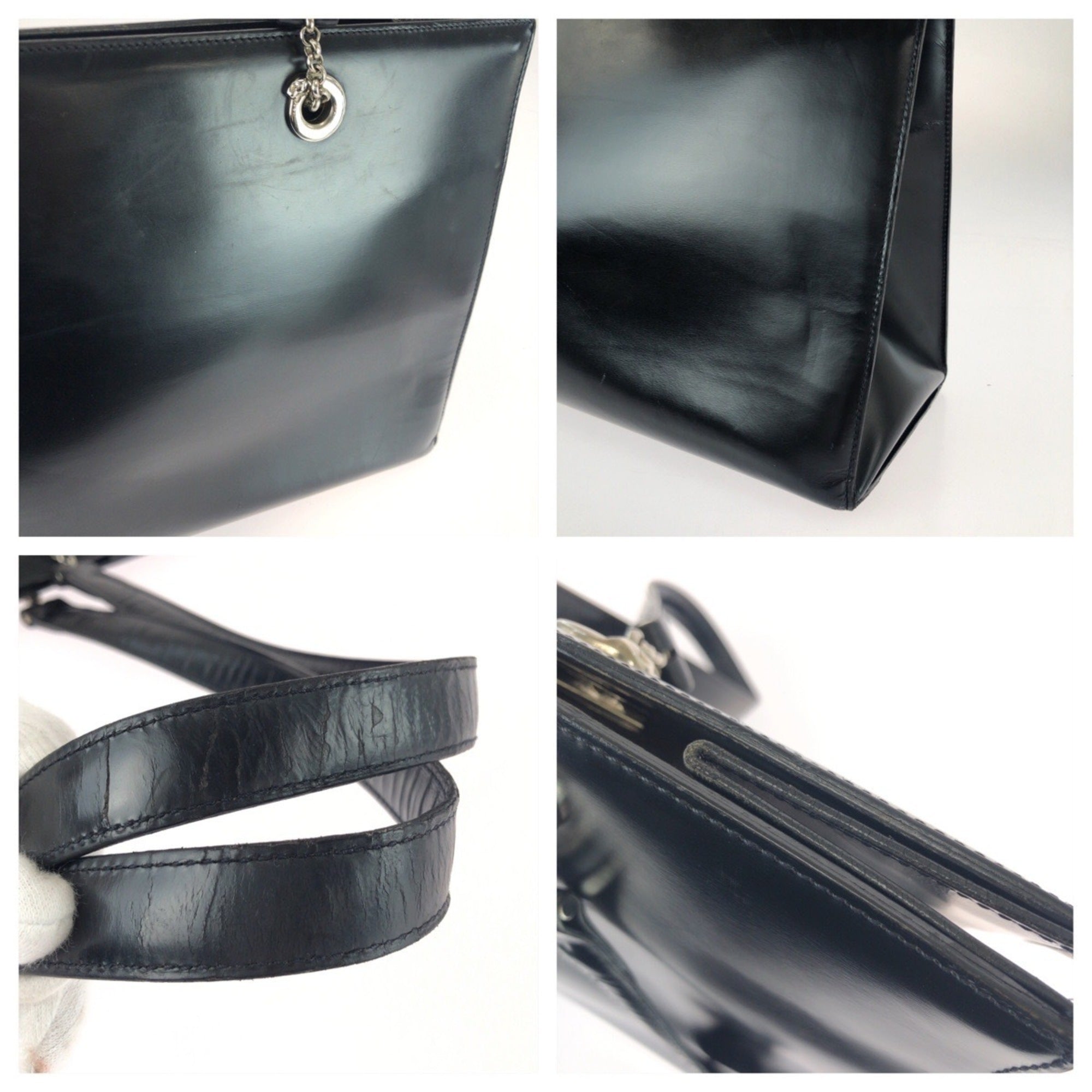 Cartier Black Leather Shoulder Bag Tote Bag (Pre-Owned)
