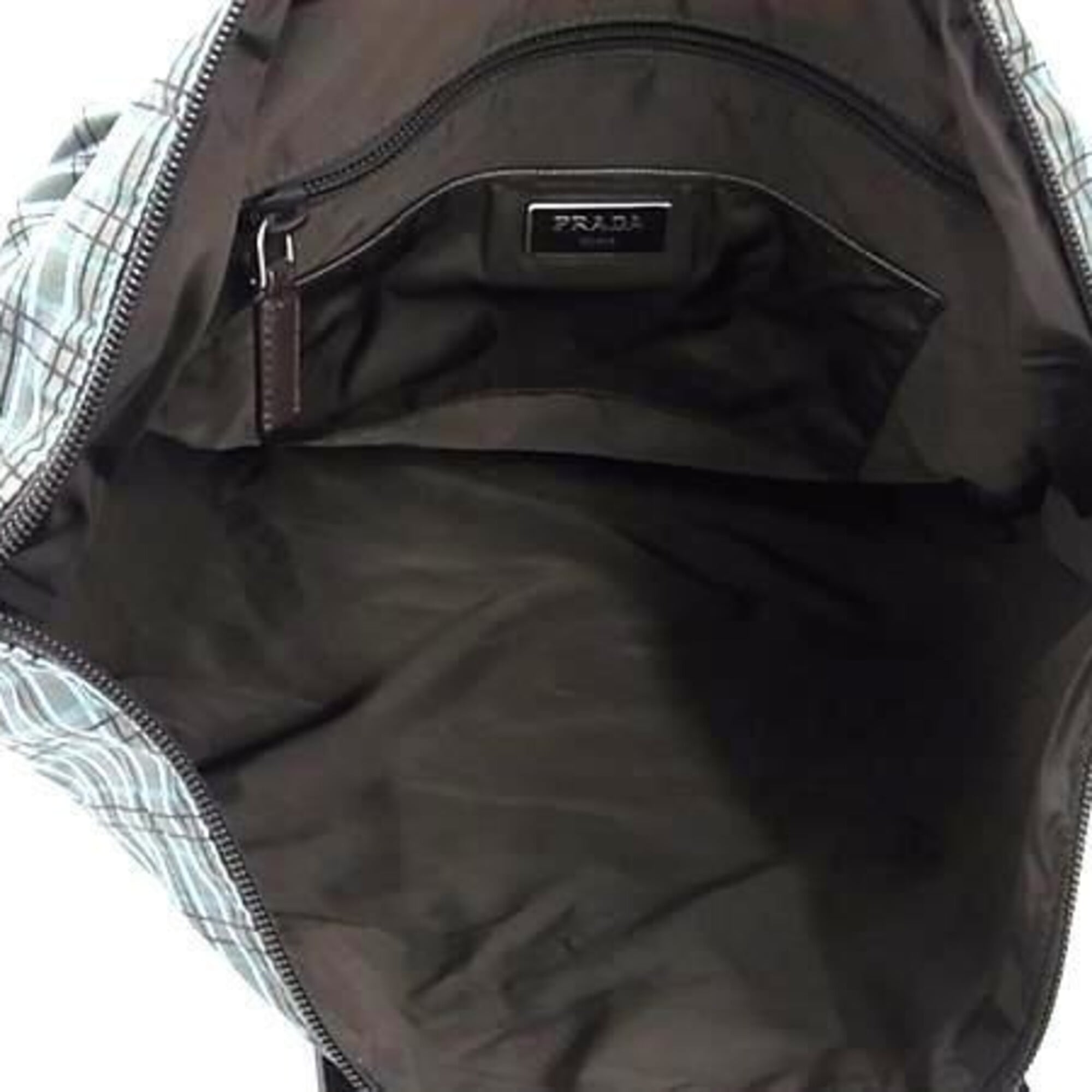 Prada Brown Green Nylon Shoulder Bag (Pre-Owned)