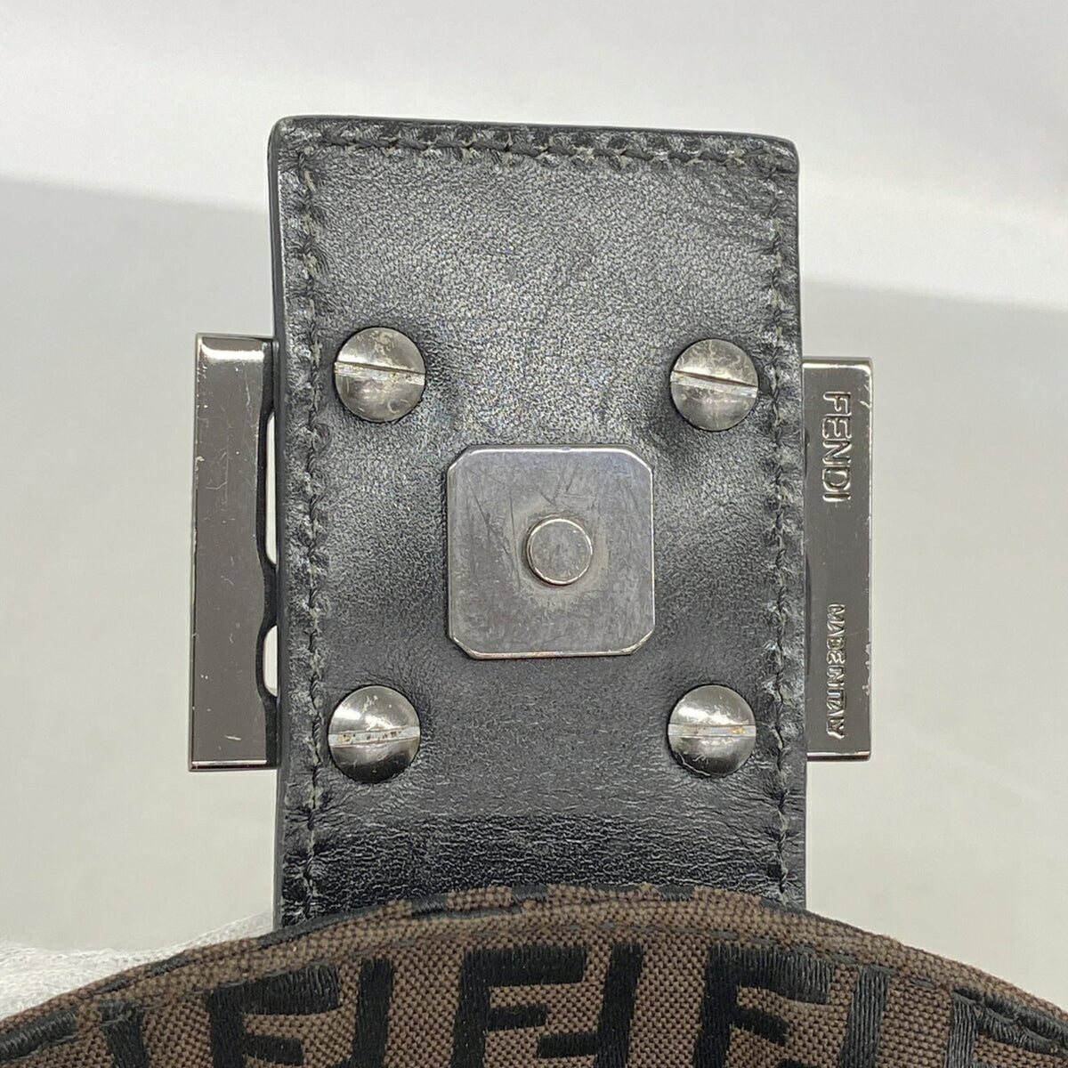 Fendi Black Brown Nylon Canvas Handbag (Pre-Owned)